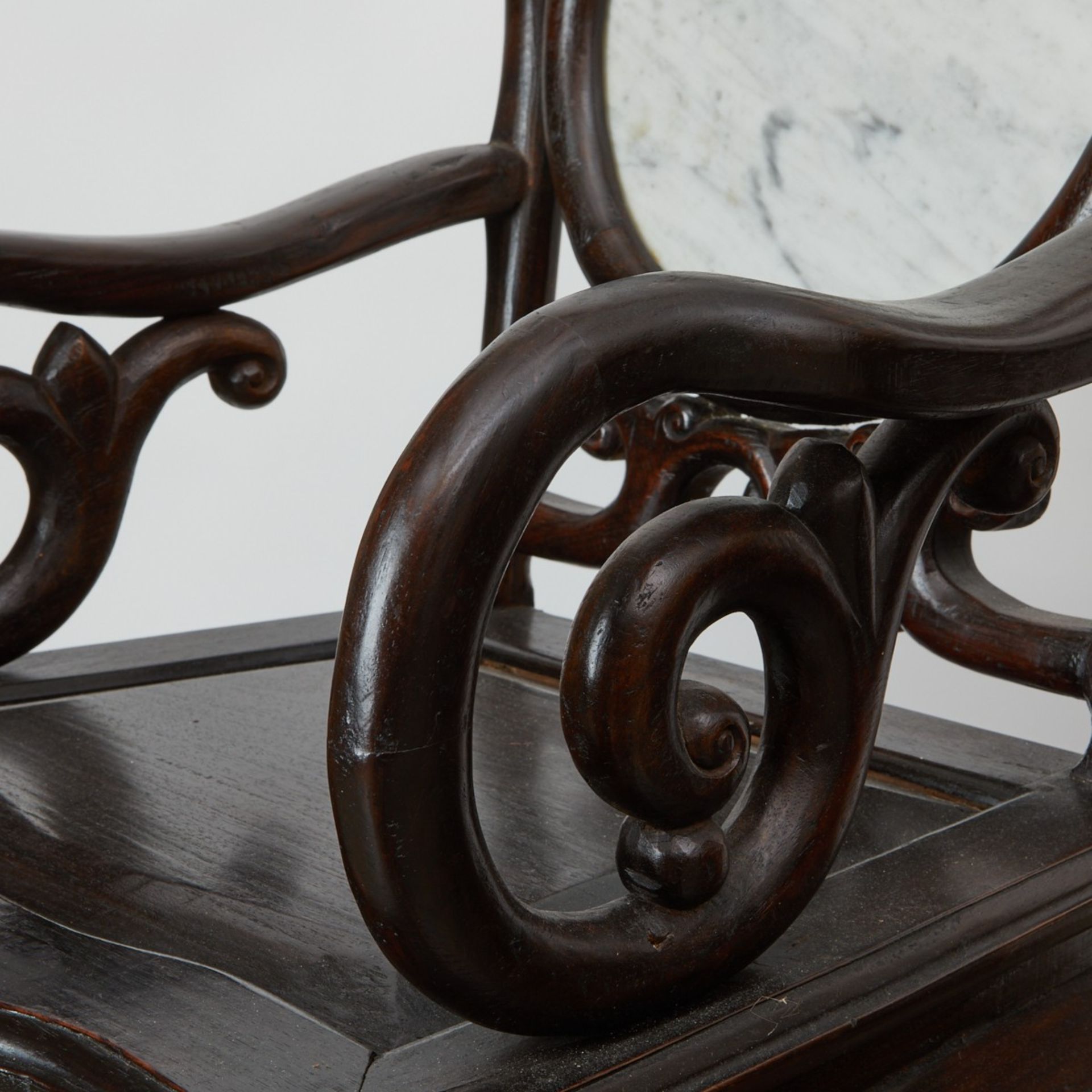 Pr: Chinese Hardwood Chairs w/ Marble Inset - Bild 12 aus 13