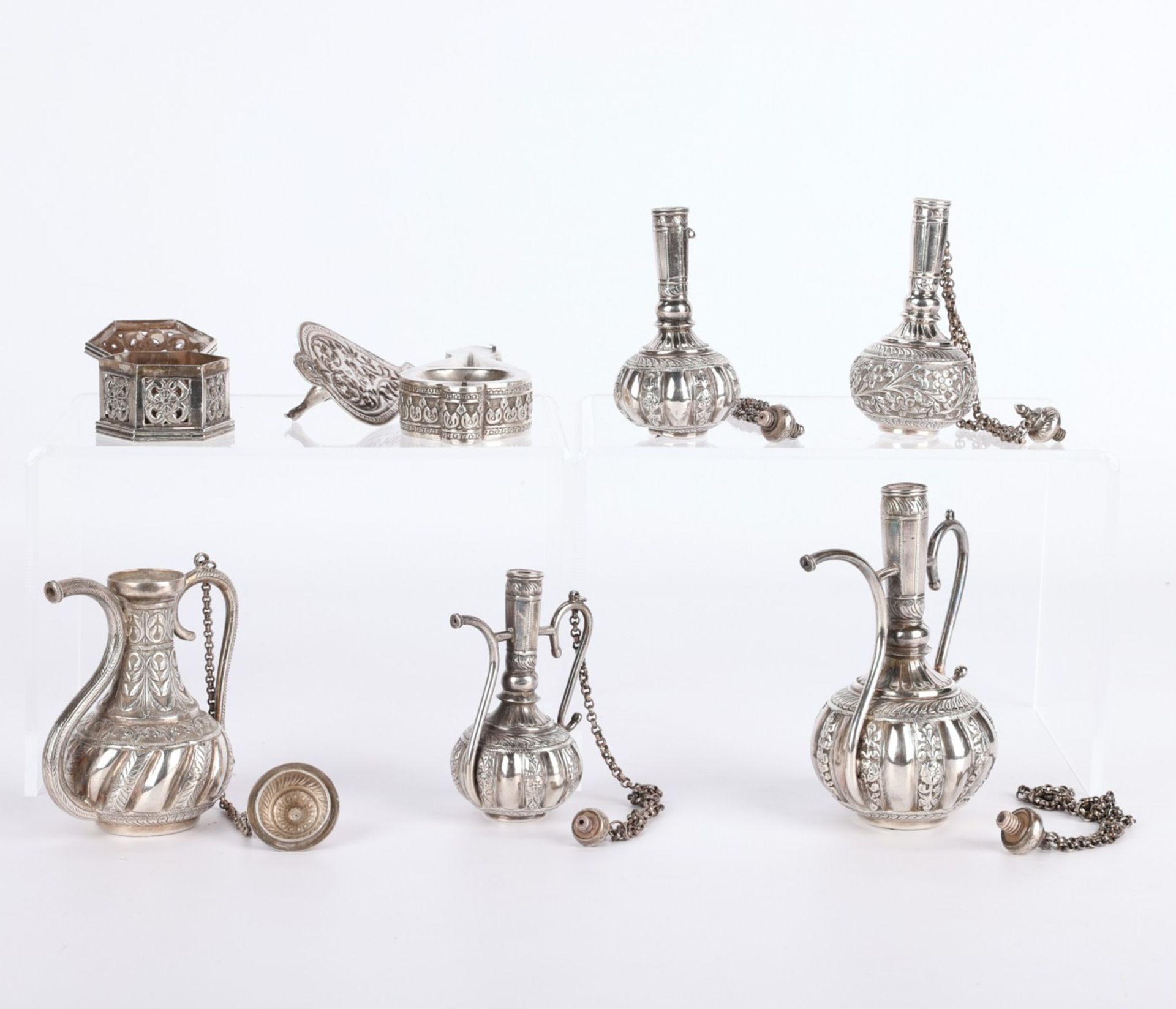 7 Miniature Silver and Sterling Indian Objects - Bild 5 aus 13