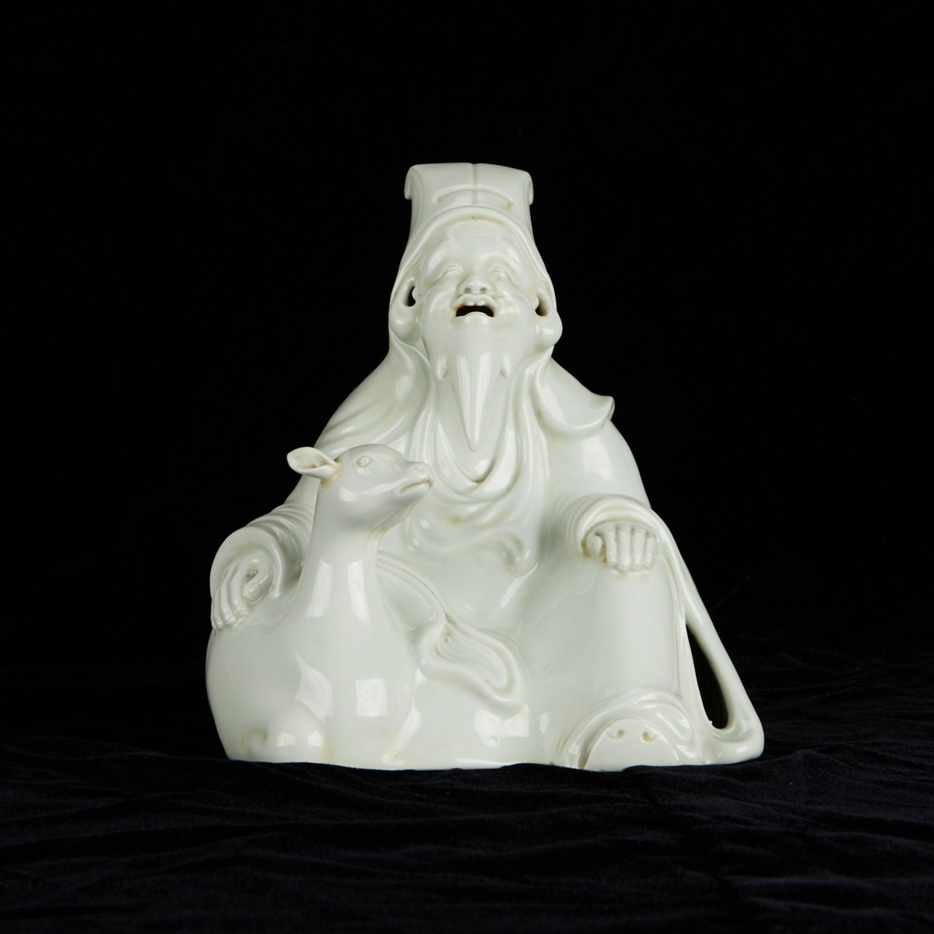Chinese Blanc de Chine Porcelain Figure w/ Deer - Bild 4 aus 11