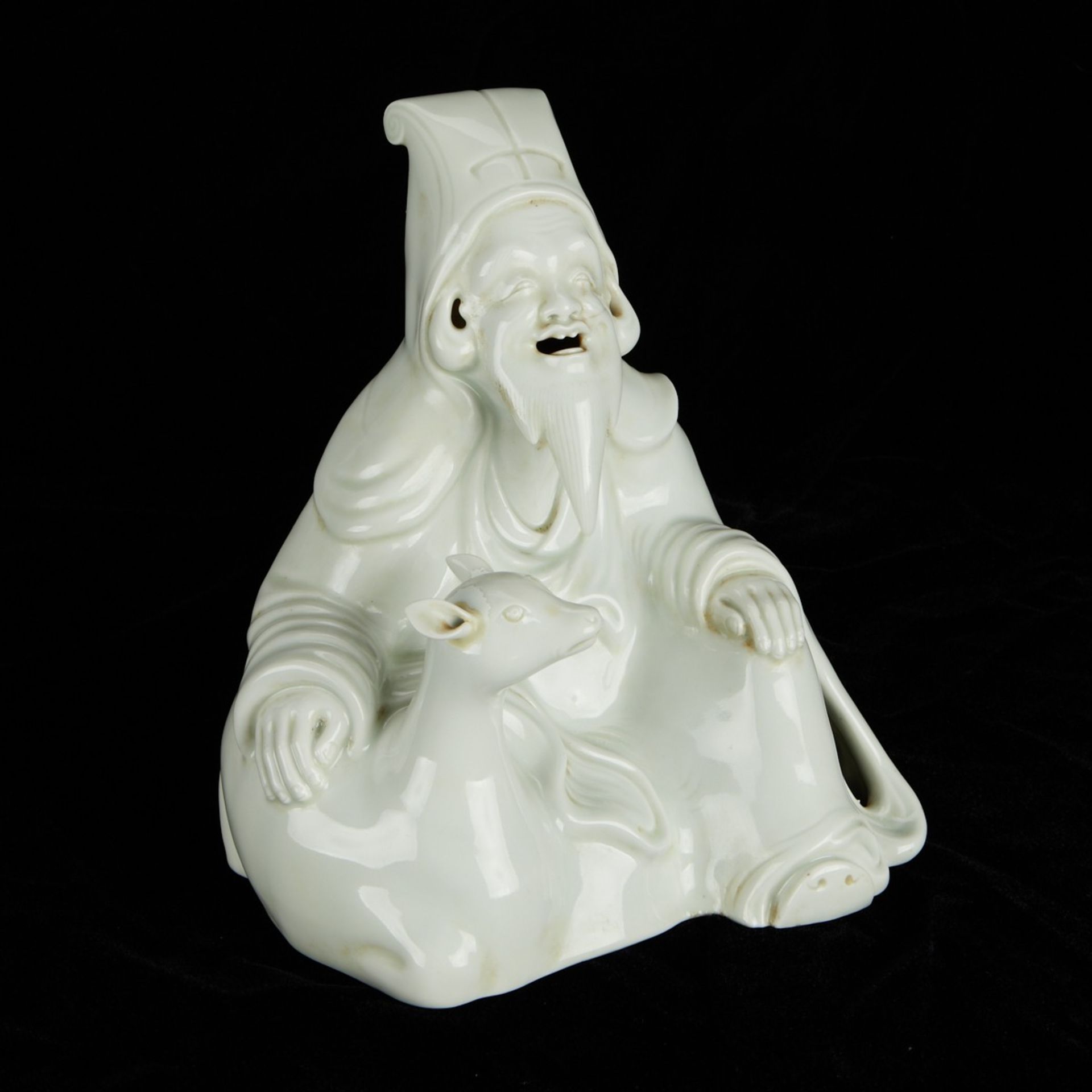 Chinese Blanc de Chine Porcelain Figure w/ Deer - Bild 2 aus 11