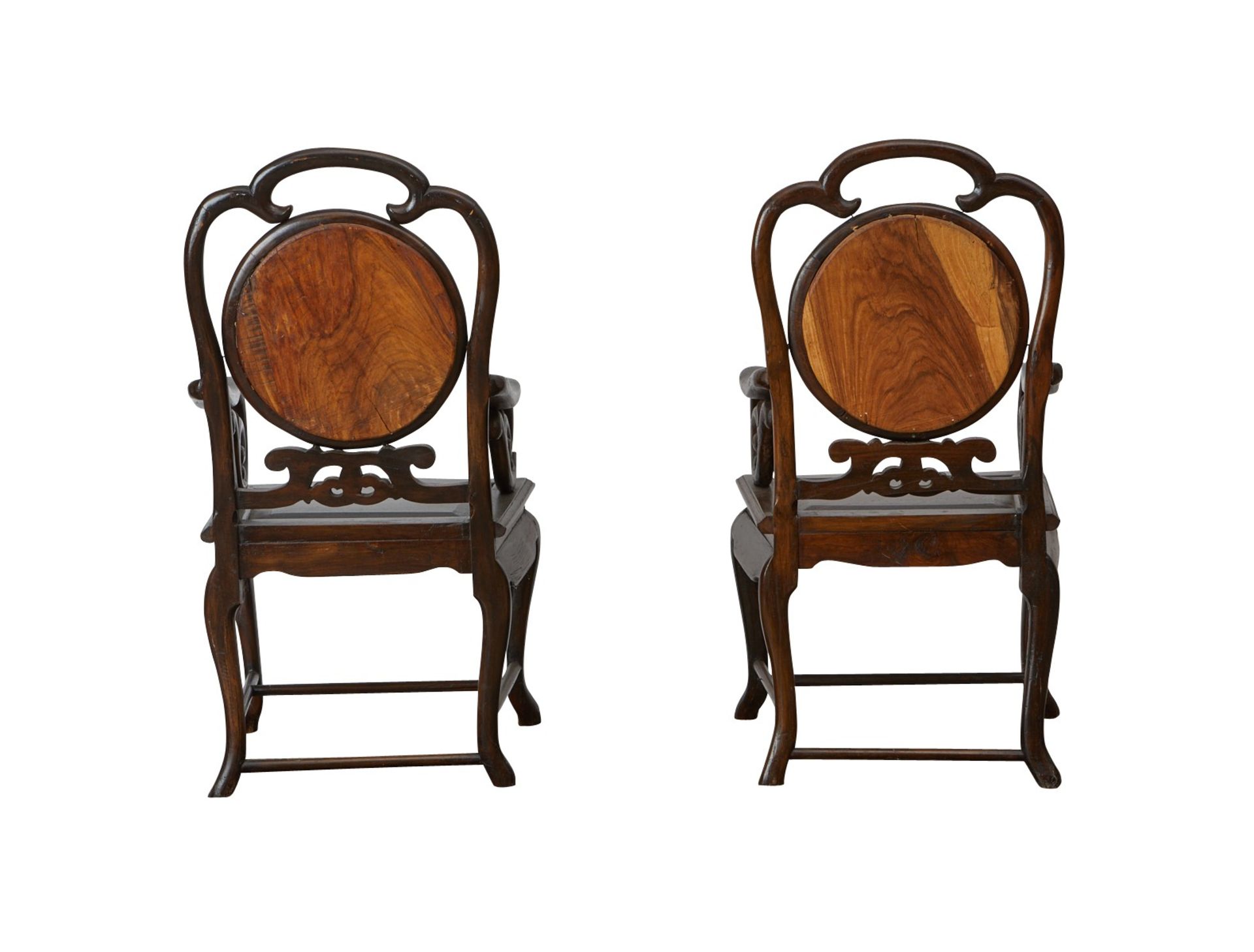 Pr: Chinese Hardwood Chairs w/ Marble Inset - Bild 6 aus 13