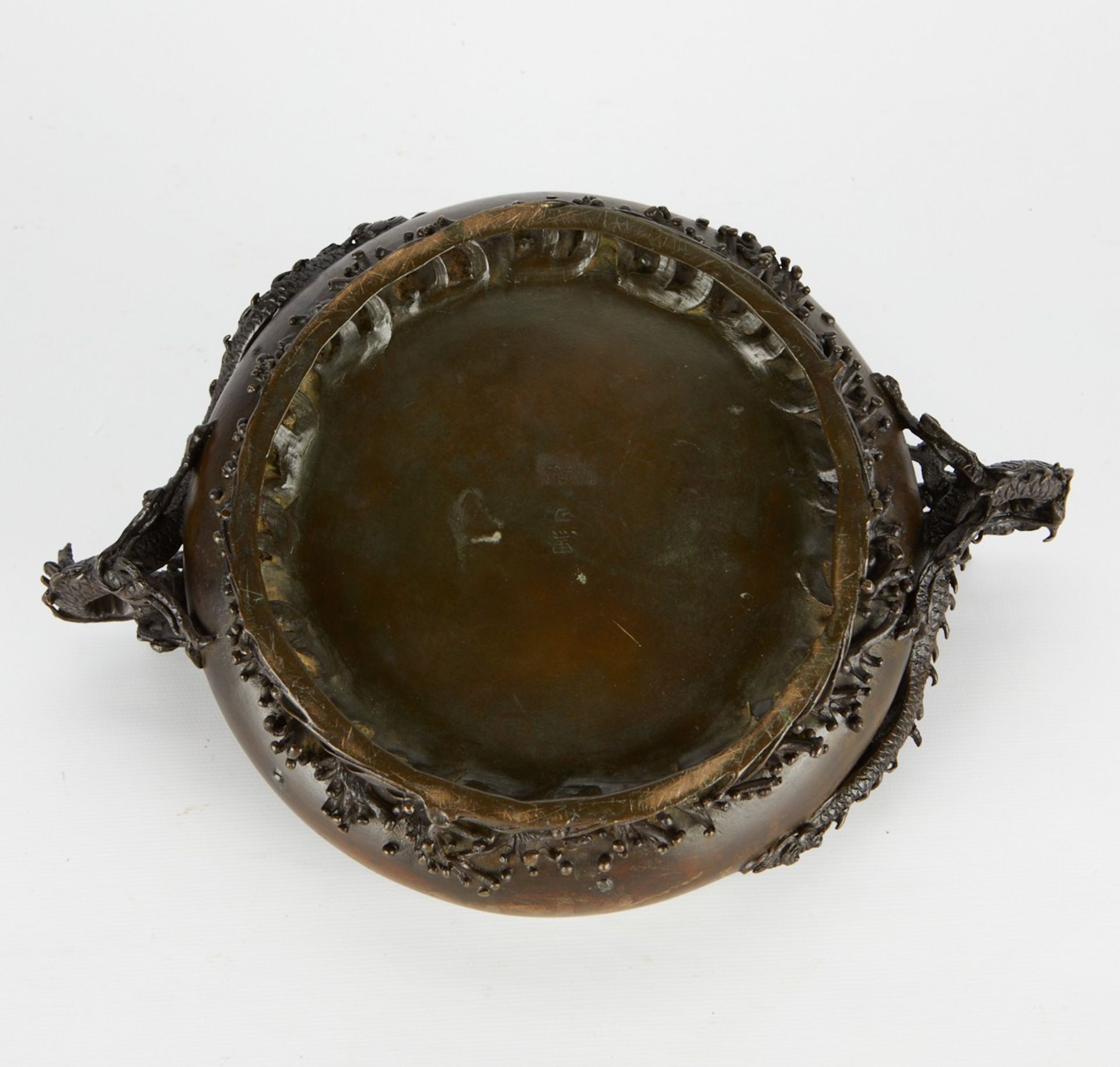 Japanese Meiji Bronze Dragon Censer Kuroda - Image 7 of 9