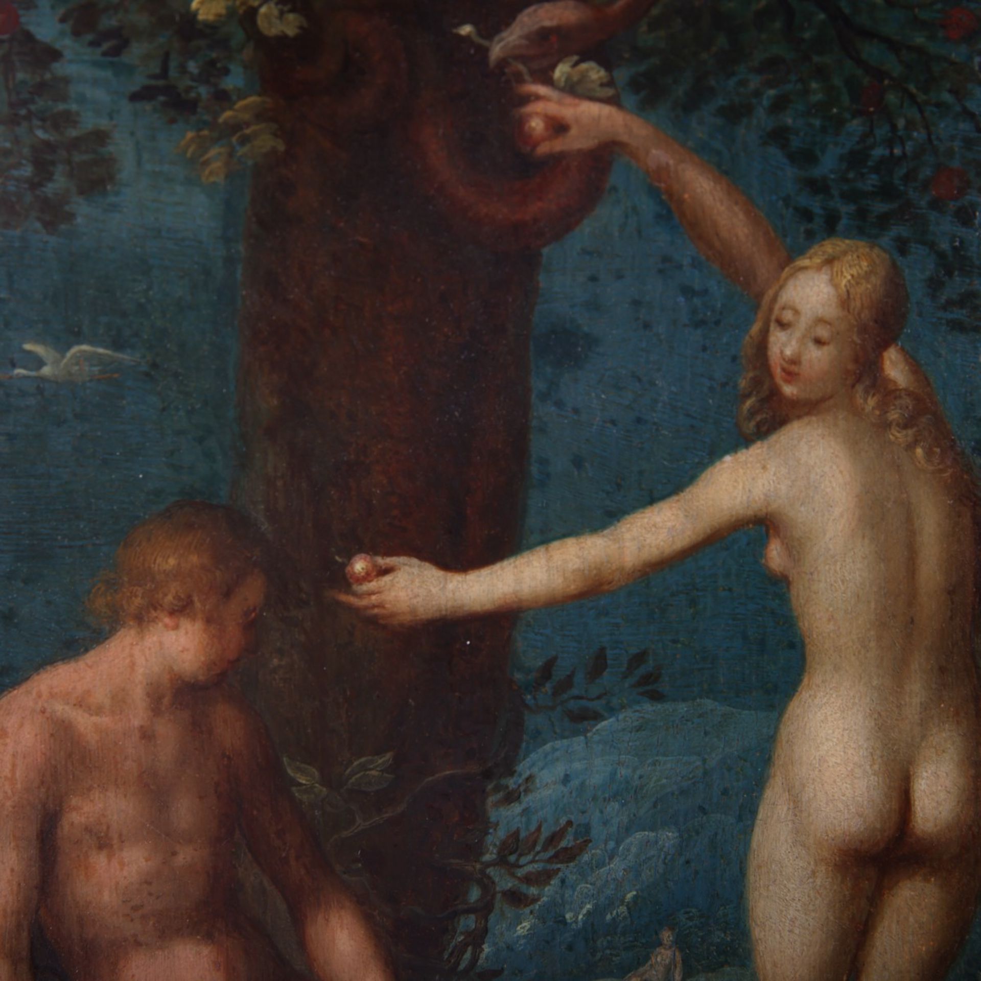 Attrib. Abraham Bloemaert "Eve Gives Adam the Fruit" Oil on Panel - Bild 3 aus 7