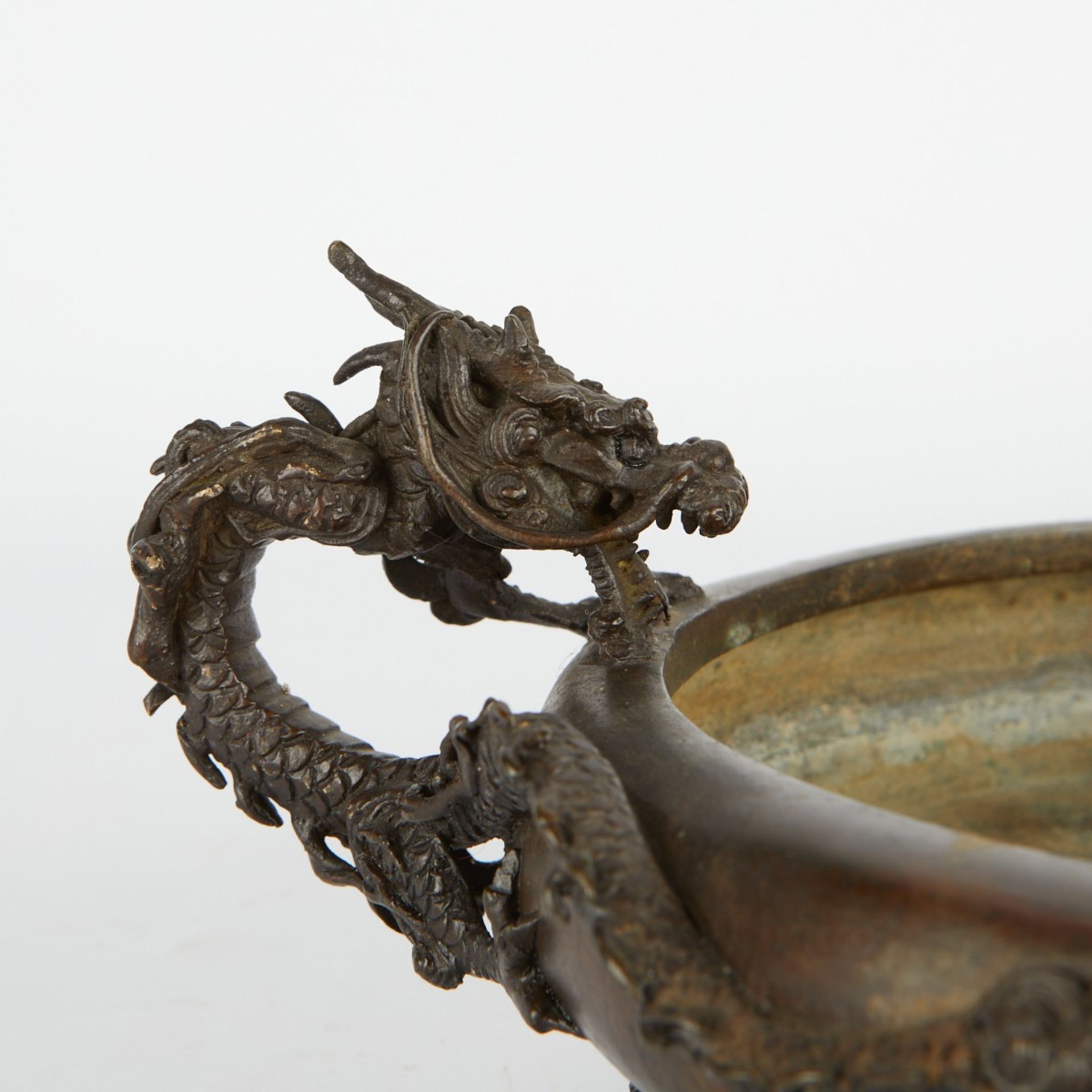 Japanese Meiji Bronze Dragon Censer Kuroda - Image 8 of 9