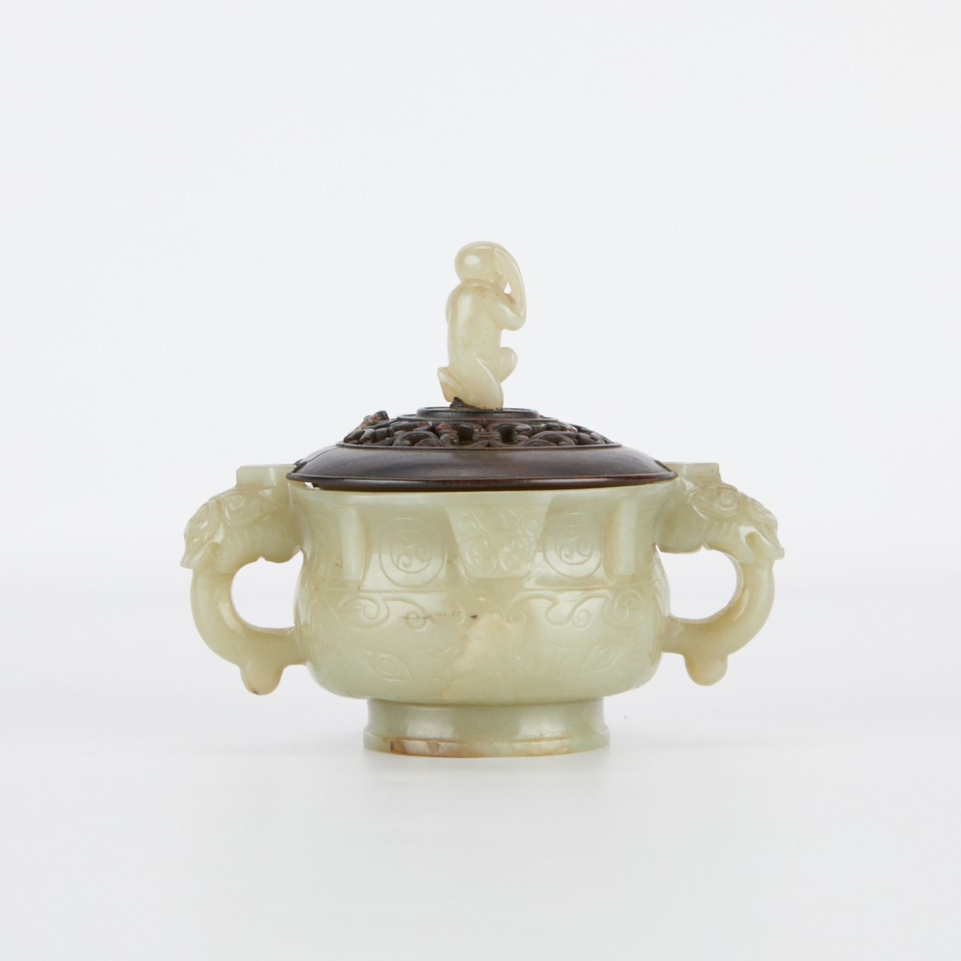 Antique Chinese Jade Censer w/ Wooden Lid - Image 3 of 12