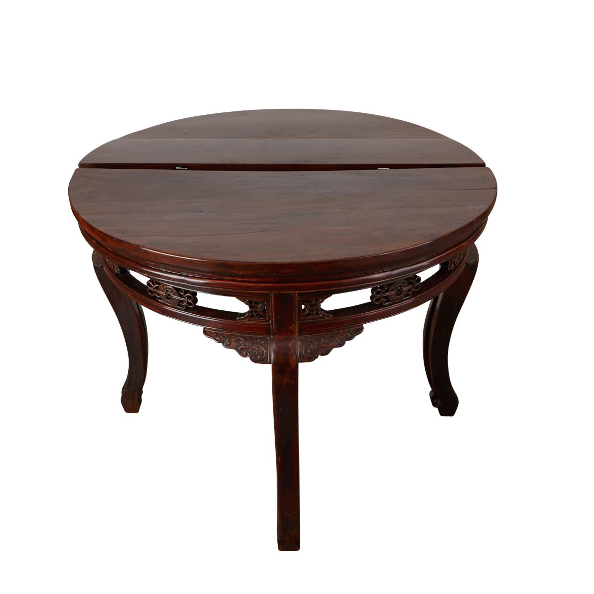 Pair of Chinese Hardwood Demilune Tables