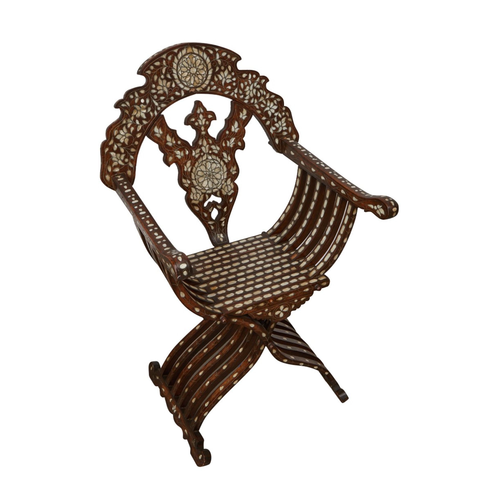 Syrian Inlaid Dagobert Folding Chair - Image 9 of 9