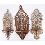 3 Syrian Mother of Pearl Inlaid Wall Shelves