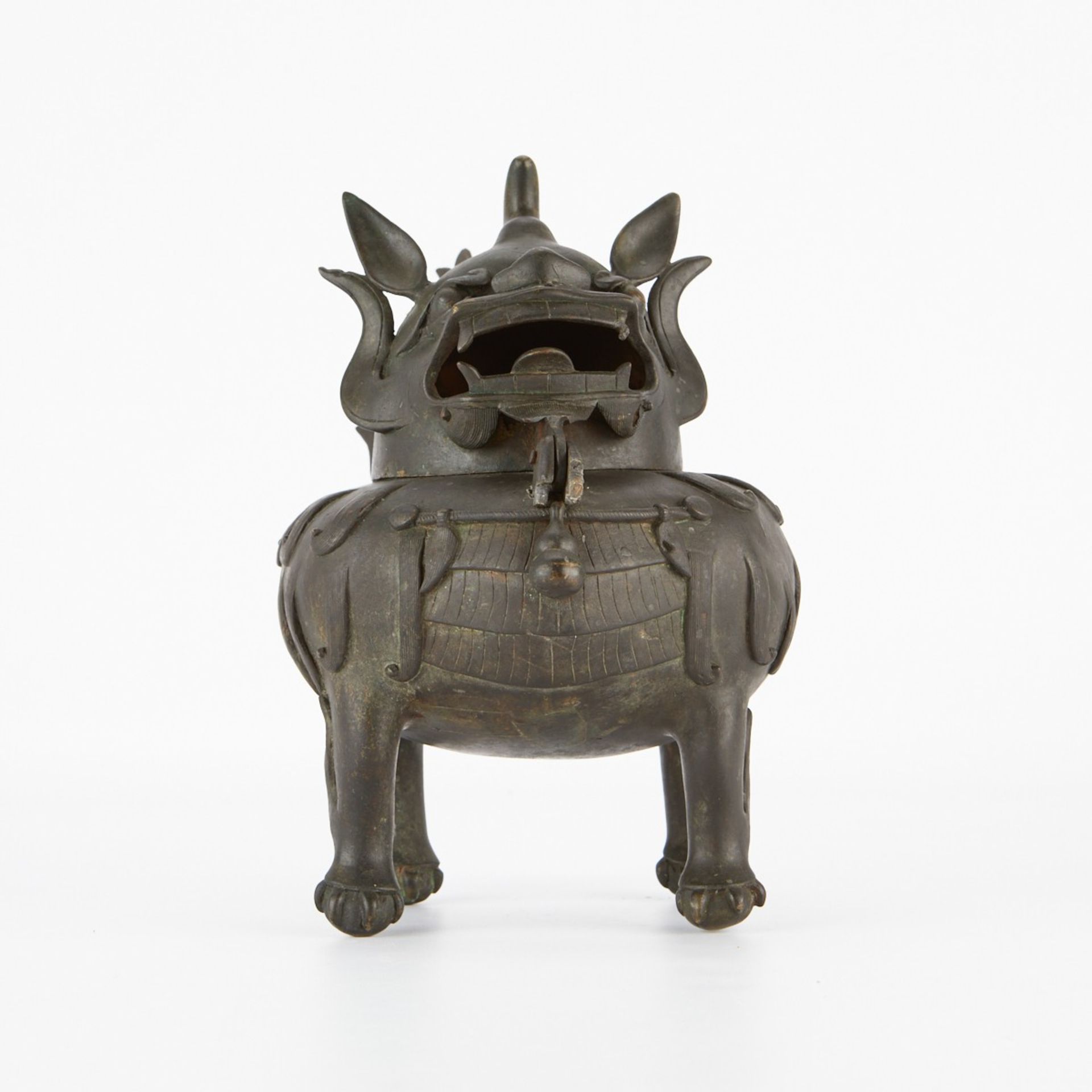 Chinese Bronze Foo Dog Censer - Bild 3 aus 14