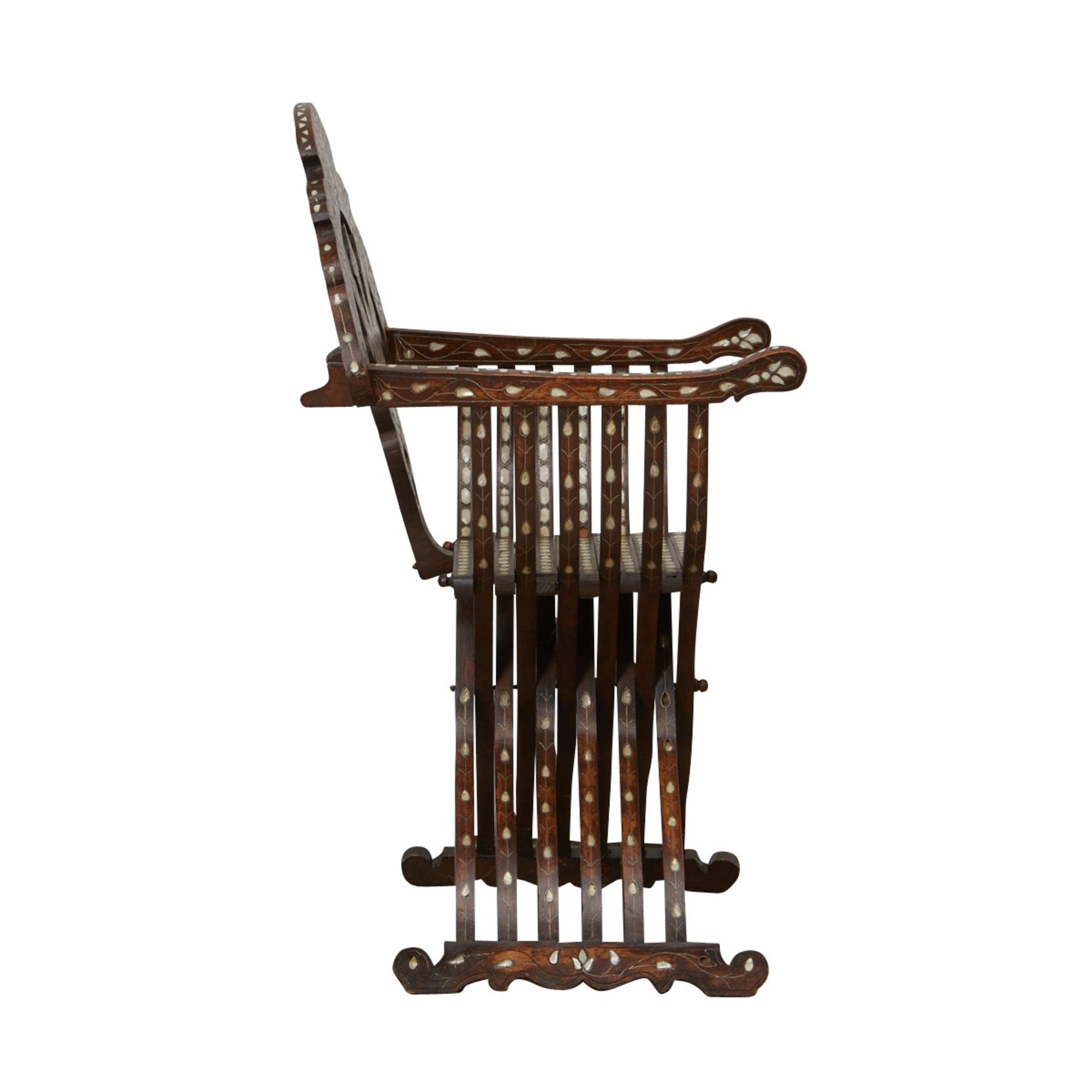 Syrian Inlaid Dagobert Folding Chair - Image 5 of 9