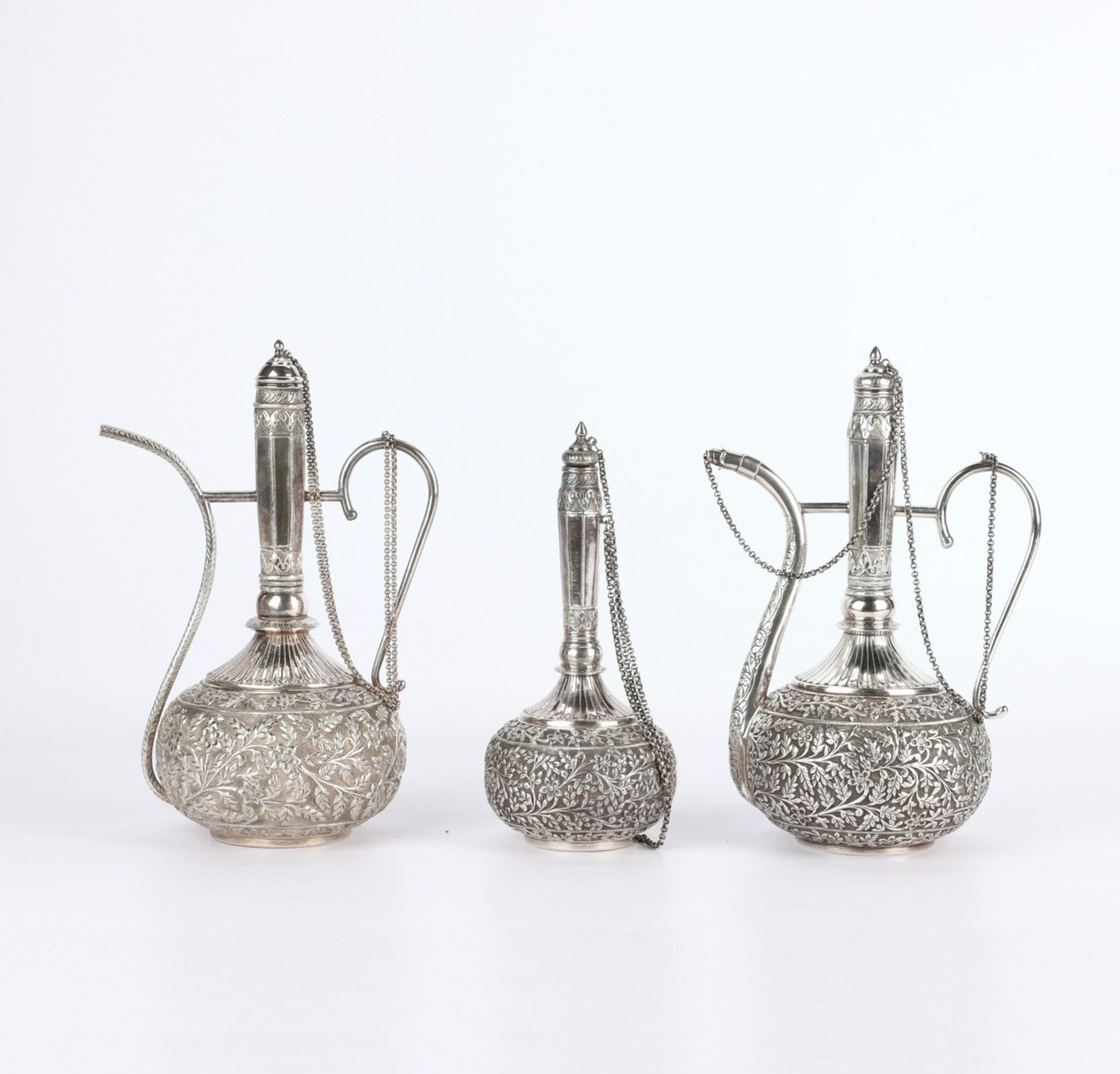 3 Sterling Silver Indian Water Vessels - Image 2 of 13