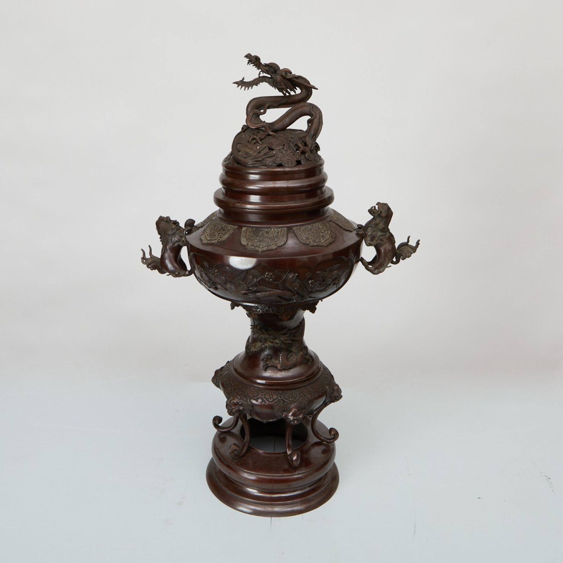 Lrg Japanese Bronze Dragon Censer - Image 5 of 10