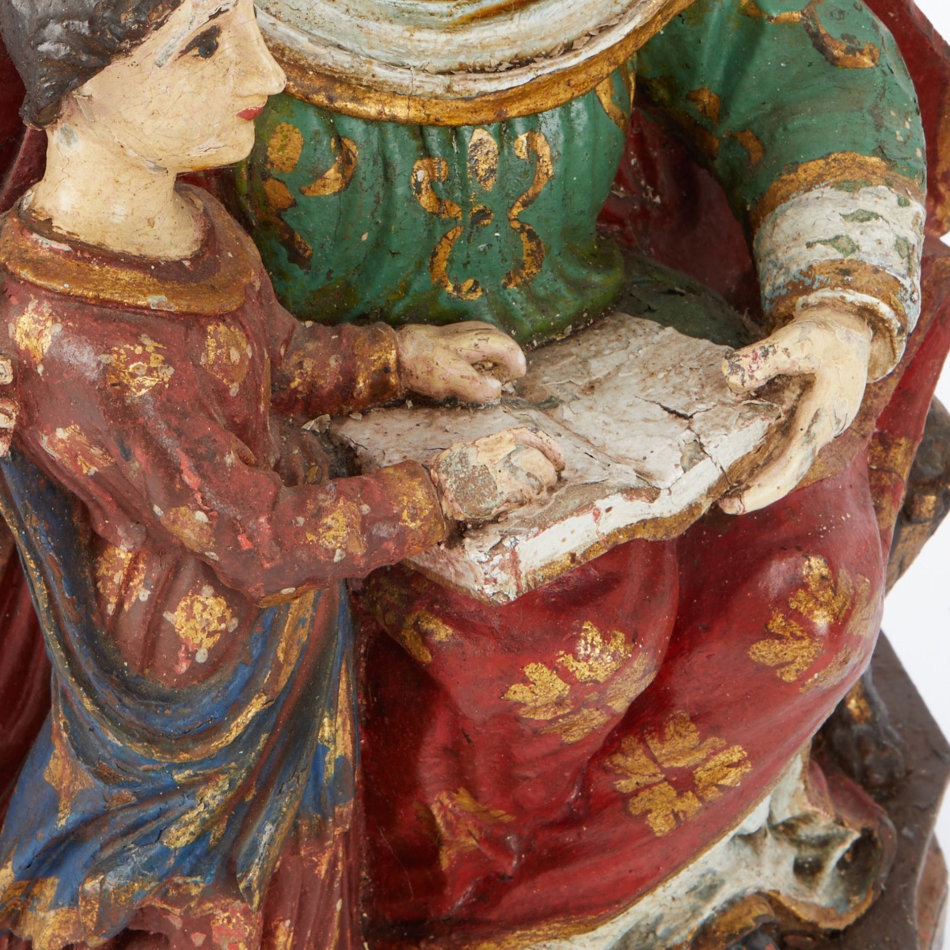Polychrome Wood Mother & Daughter w/ Book Santos - Image 7 of 7