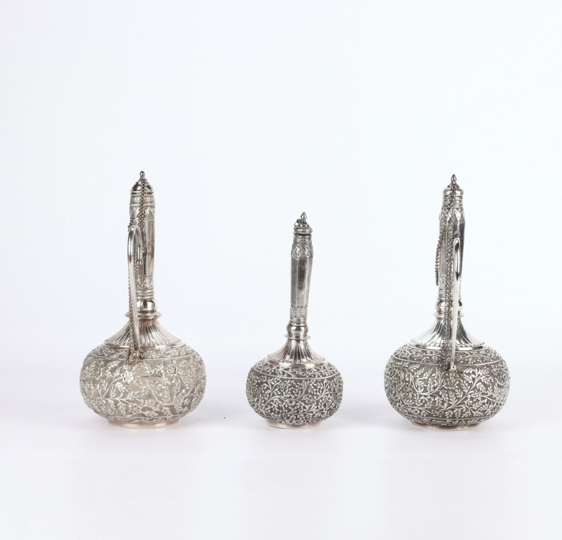 3 Sterling Silver Indian Water Vessels - Image 4 of 13