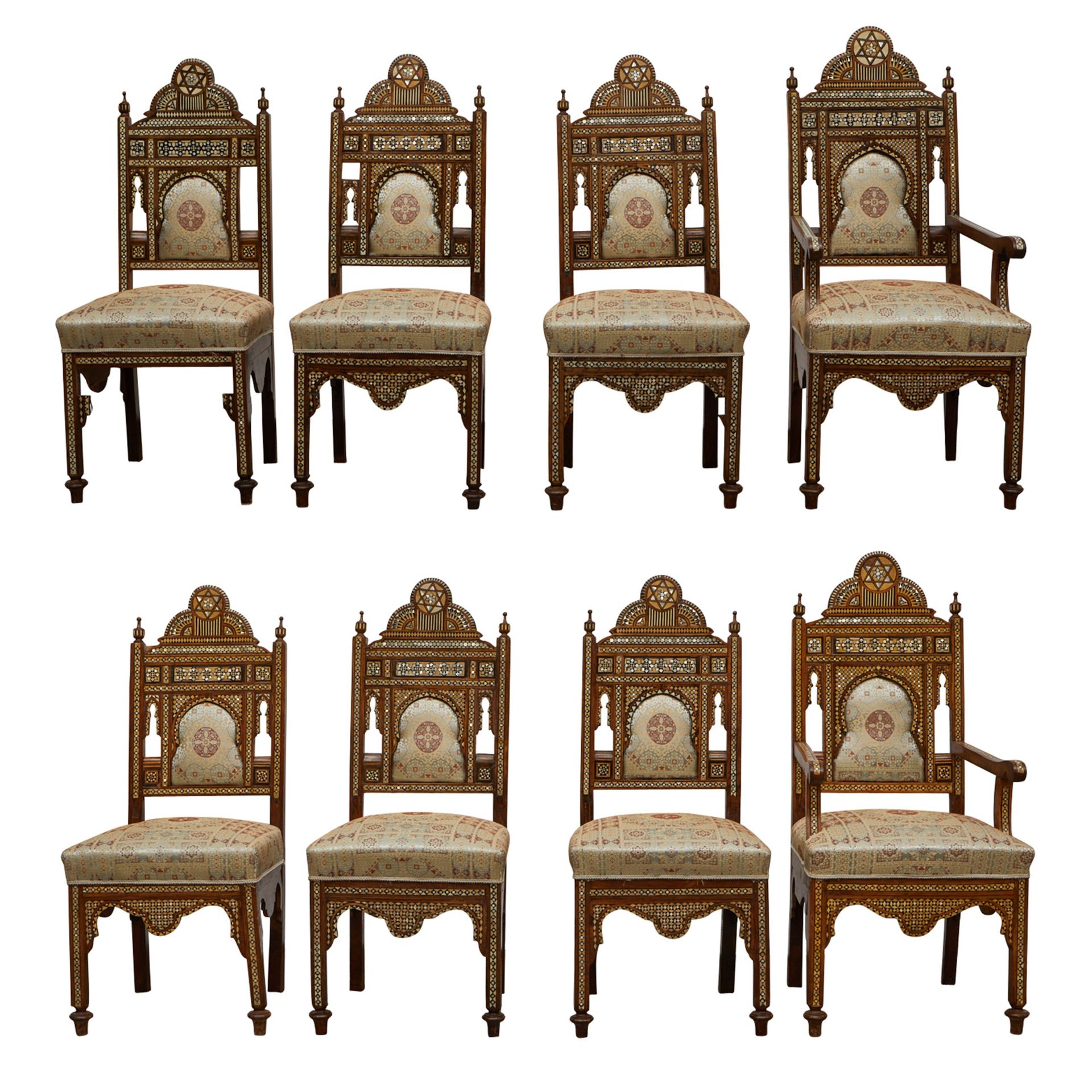 8 Syrian Mother of Pearl Inlaid Chairs - Bild 2 aus 12