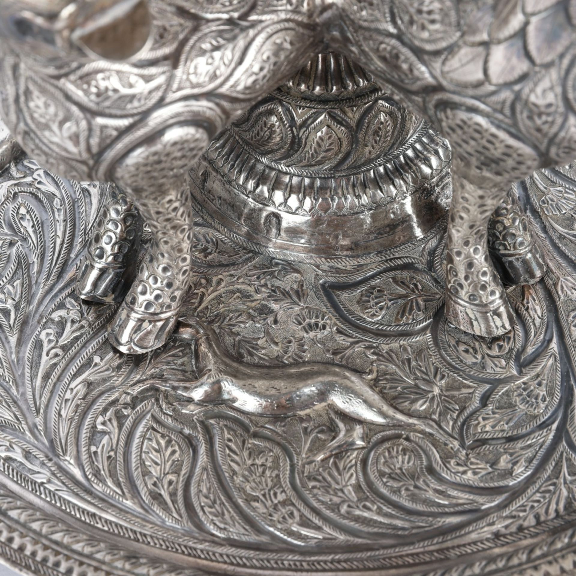 Silver Indian Lotus Incense Burner w/ Tray - Image 9 of 9