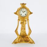 New Haven Art Nouveau Gilt Bronze Mantel Clock