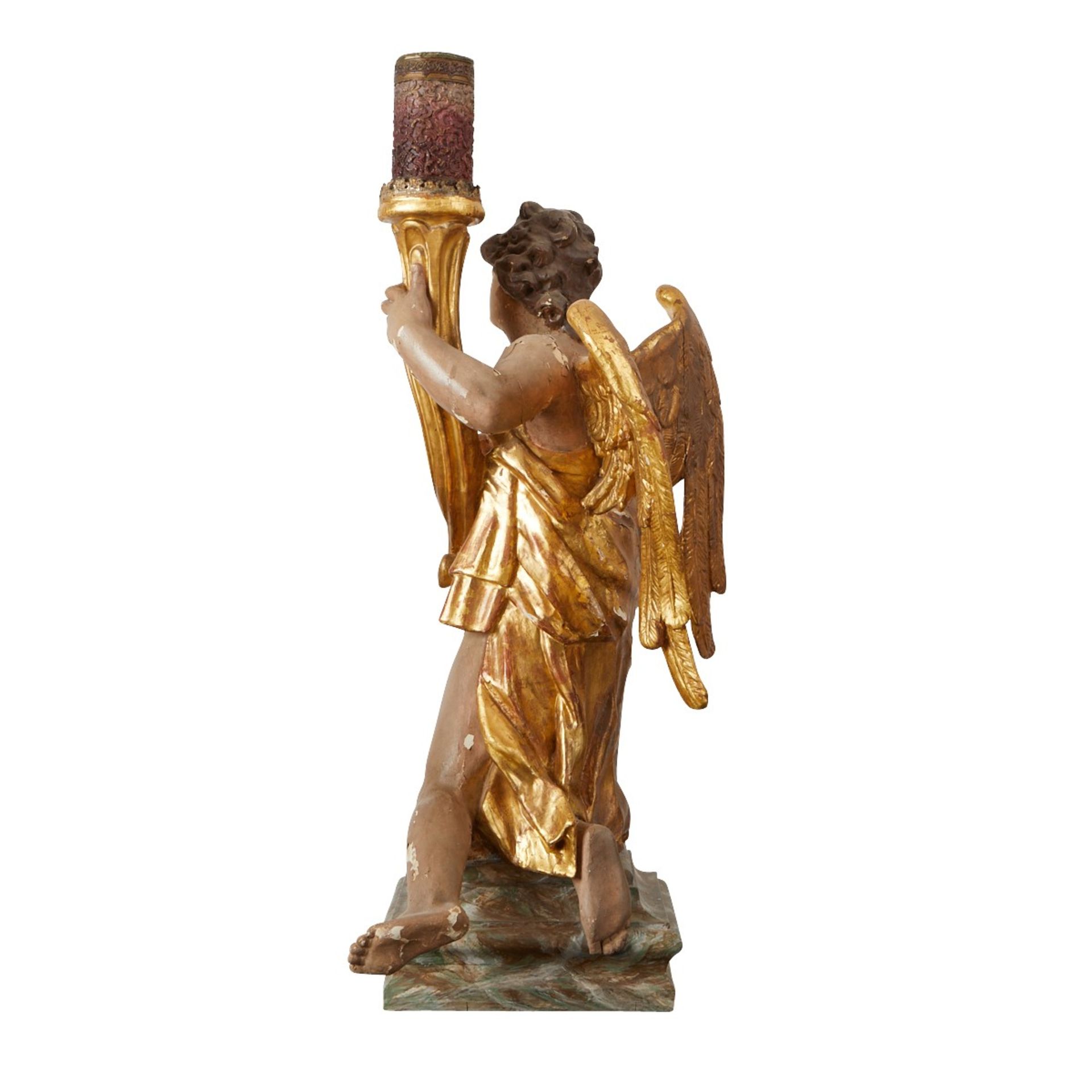 19th c. Gilt Gesso Angel w/ Candle - Image 2 of 8
