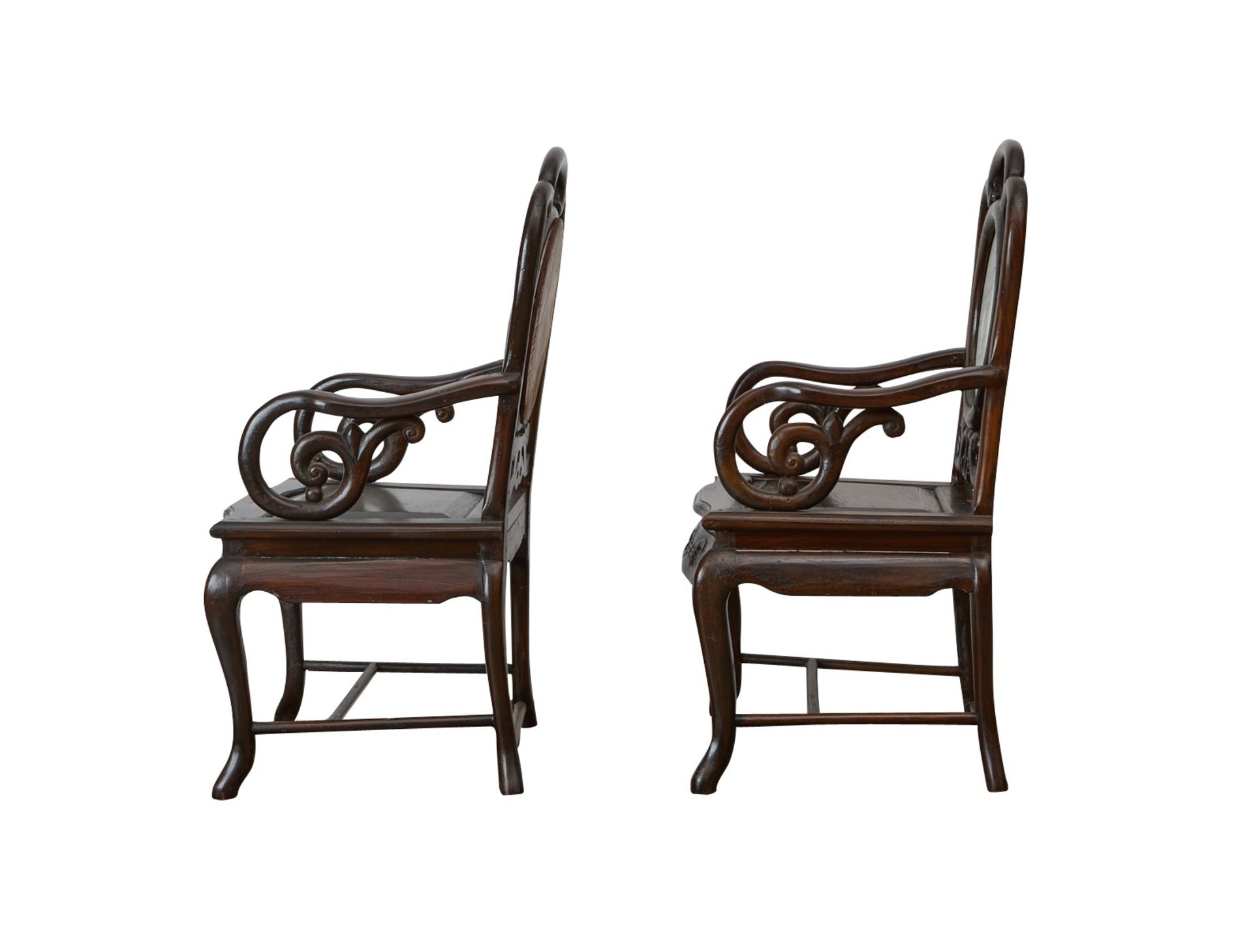 Pr: Chinese Hardwood Chairs w/ Marble Inset - Bild 3 aus 13