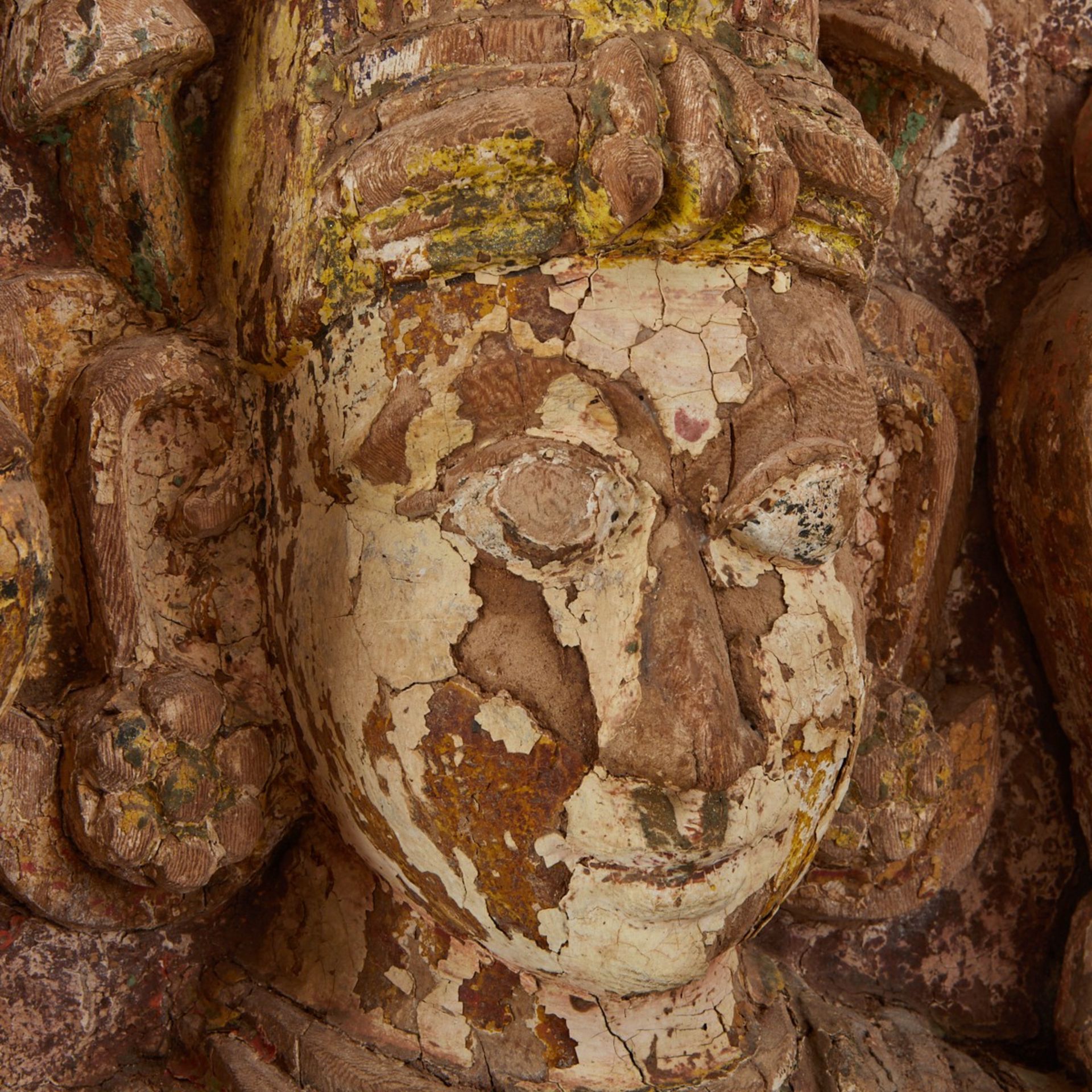 Pair of Indian Polychrome Carved Temple Panels - Image 8 of 8