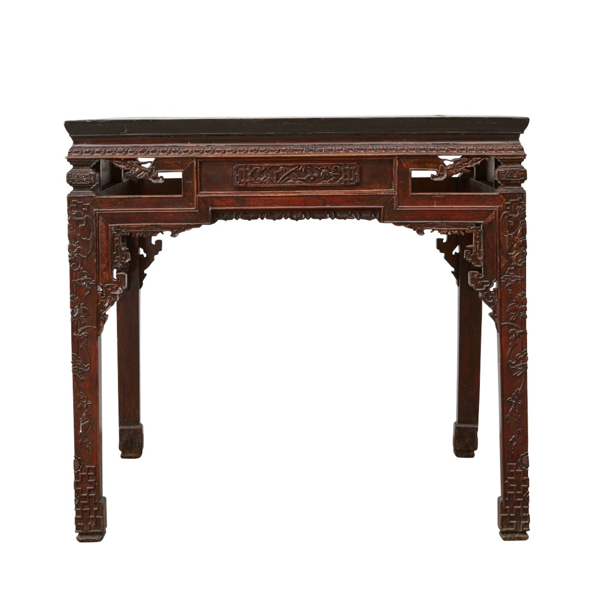 Chinese 19th c. Carved Wood Square Table - Image 7 of 11