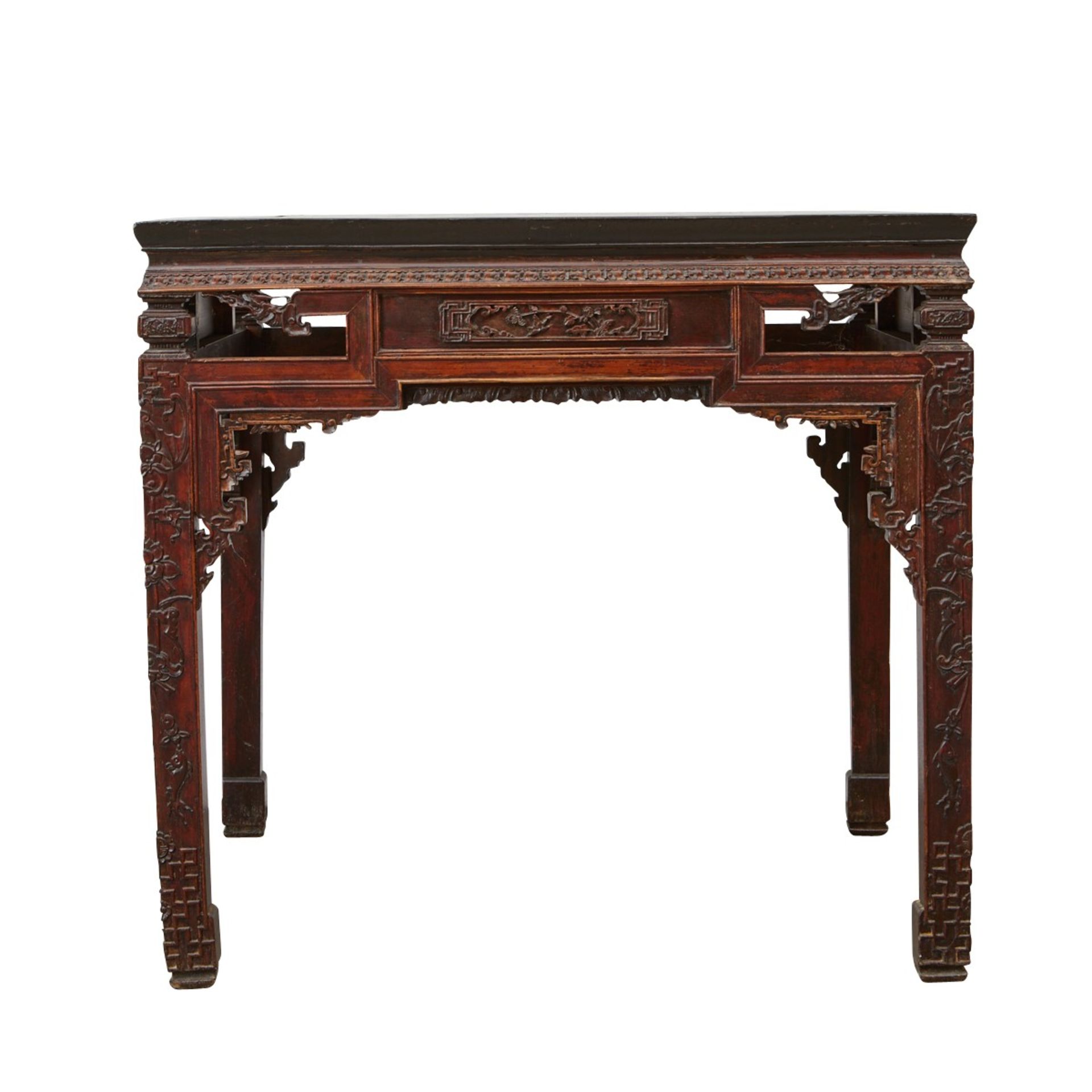 Chinese 19th c. Carved Wood Square Table - Image 2 of 11