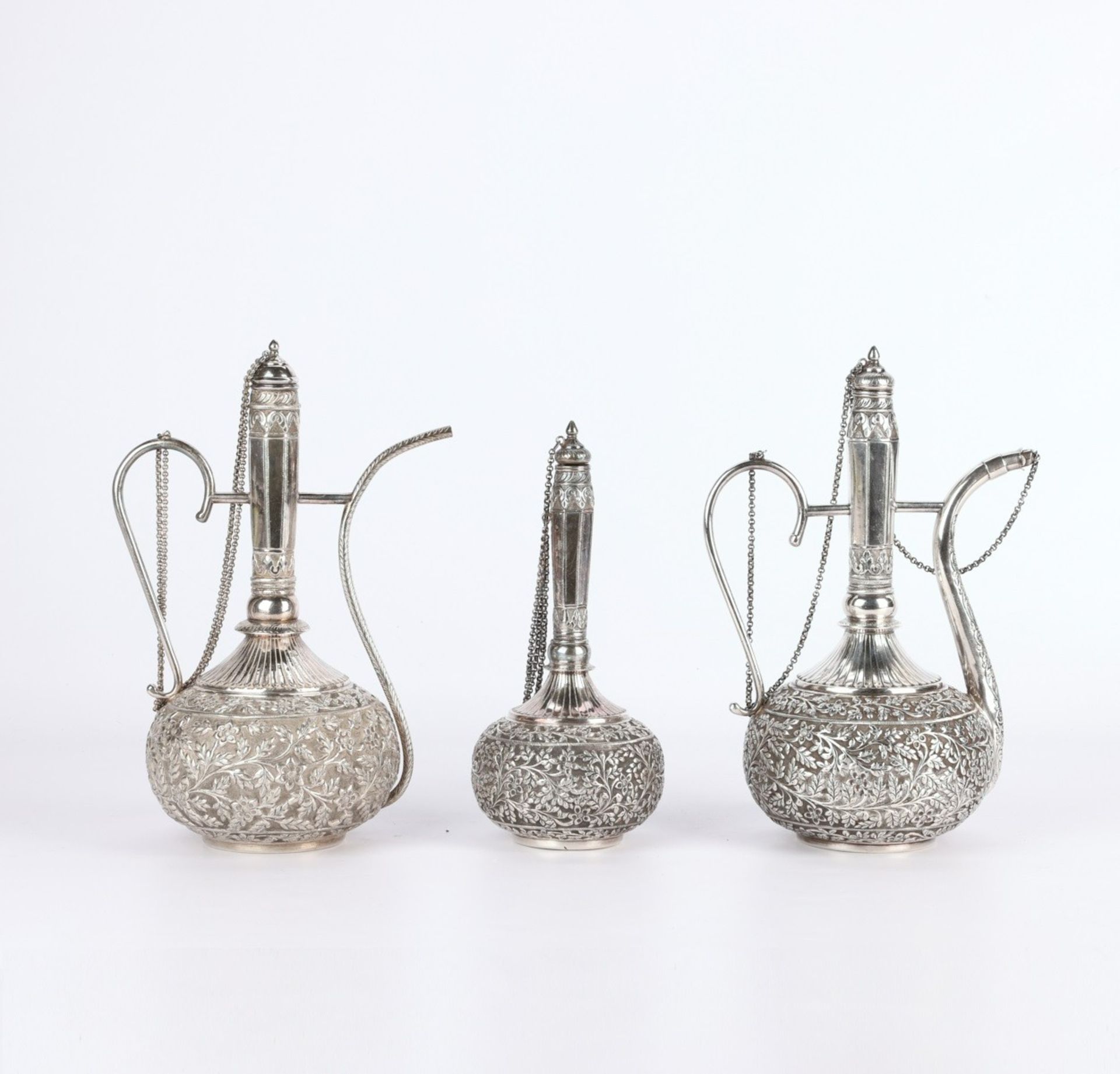 3 Sterling Silver Indian Water Vessels