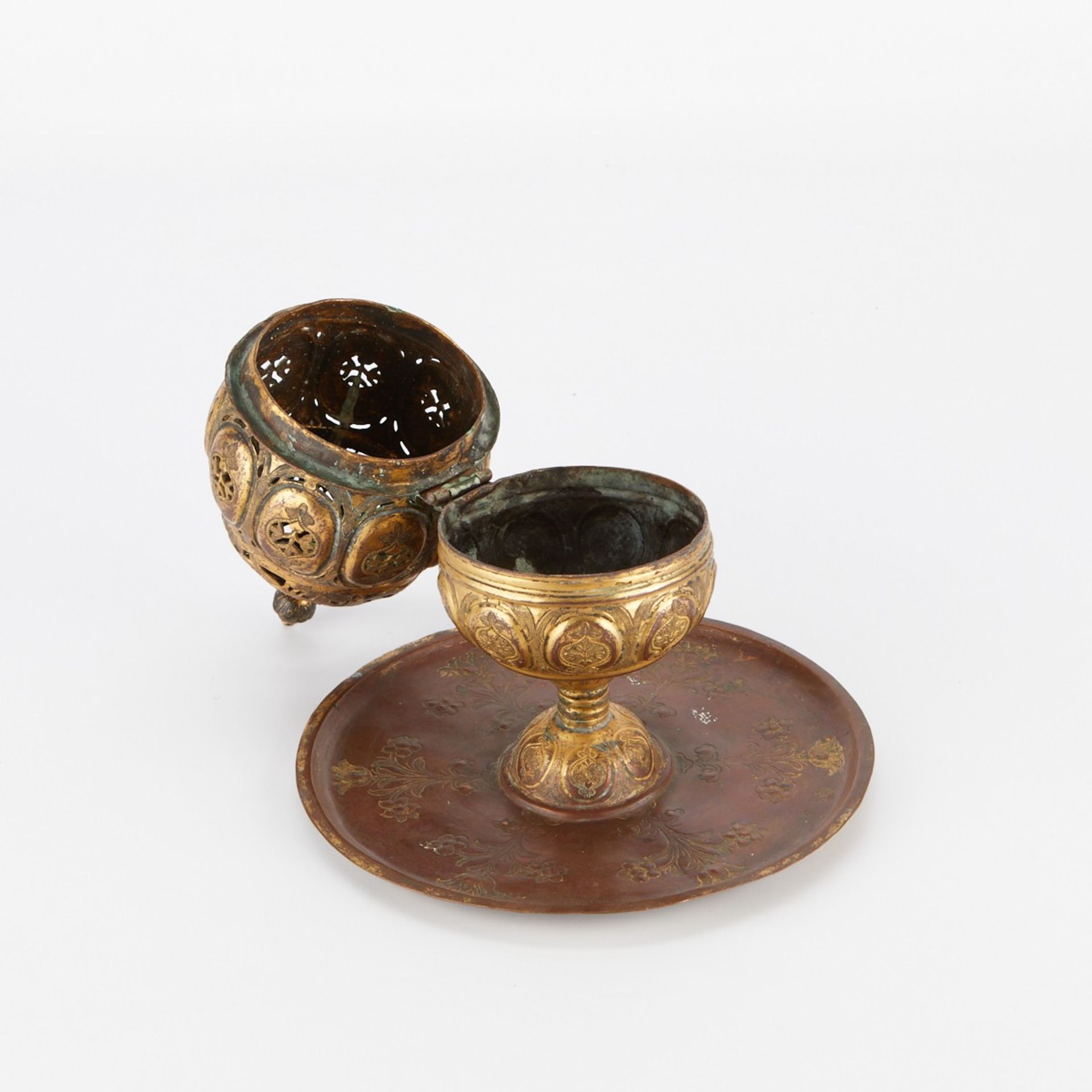 17th/18th c. Ottoman Gilt Copper Tombak Incense Burner - Image 2 of 7