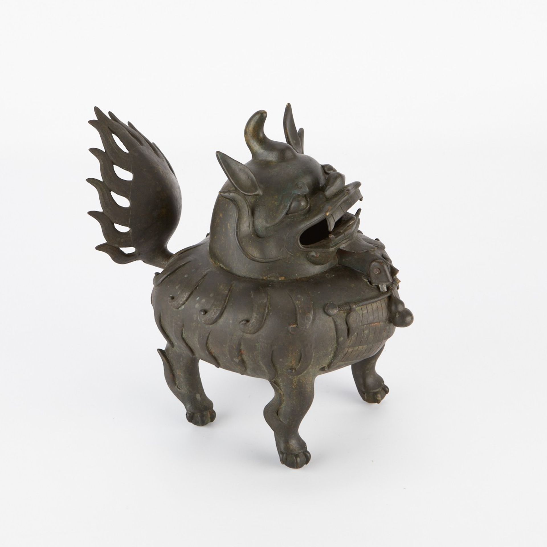 Chinese Bronze Foo Dog Censer - Bild 2 aus 14
