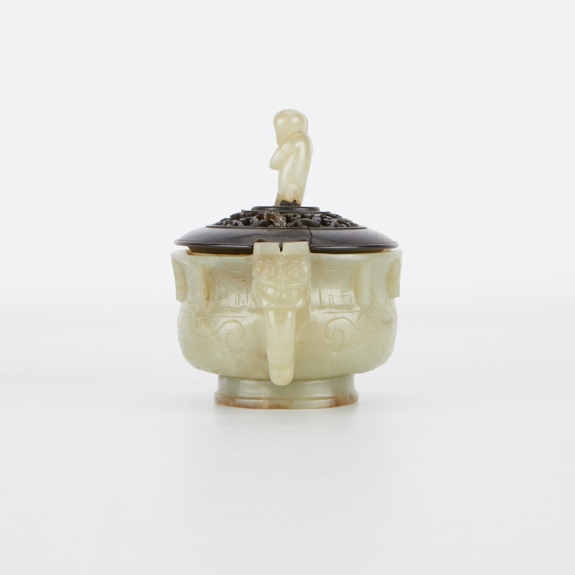 Antique Chinese Jade Censer w/ Wooden Lid - Image 6 of 12