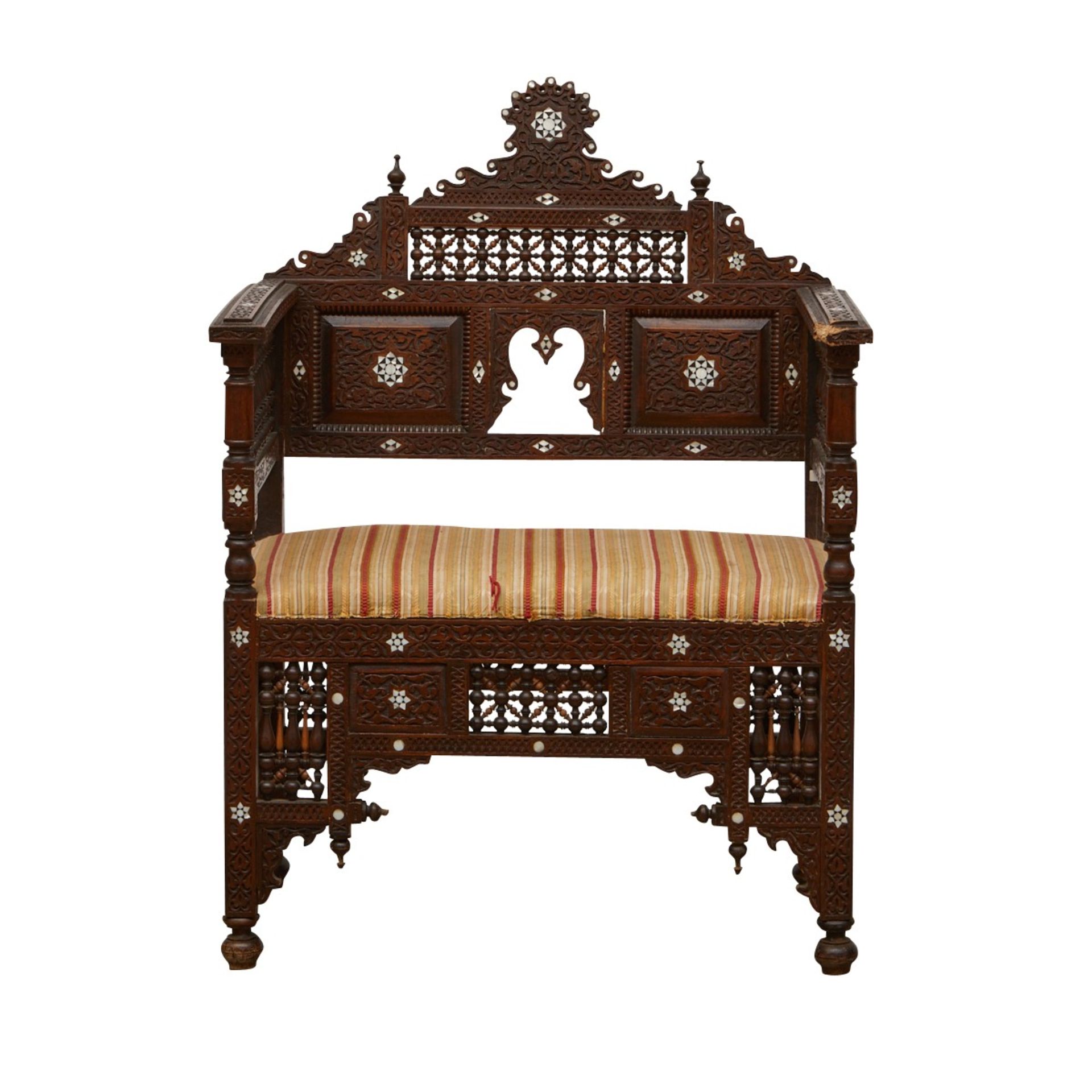 Syrian Mother of Pearl Inlaid Armchair - Image 2 of 9