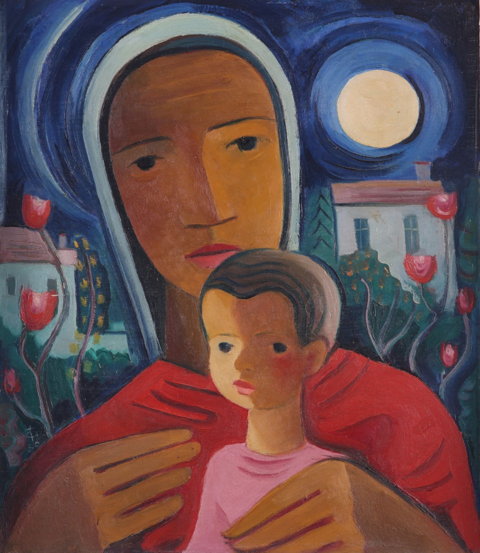 Carry Hauser Madonna & Child Oil on Panel
