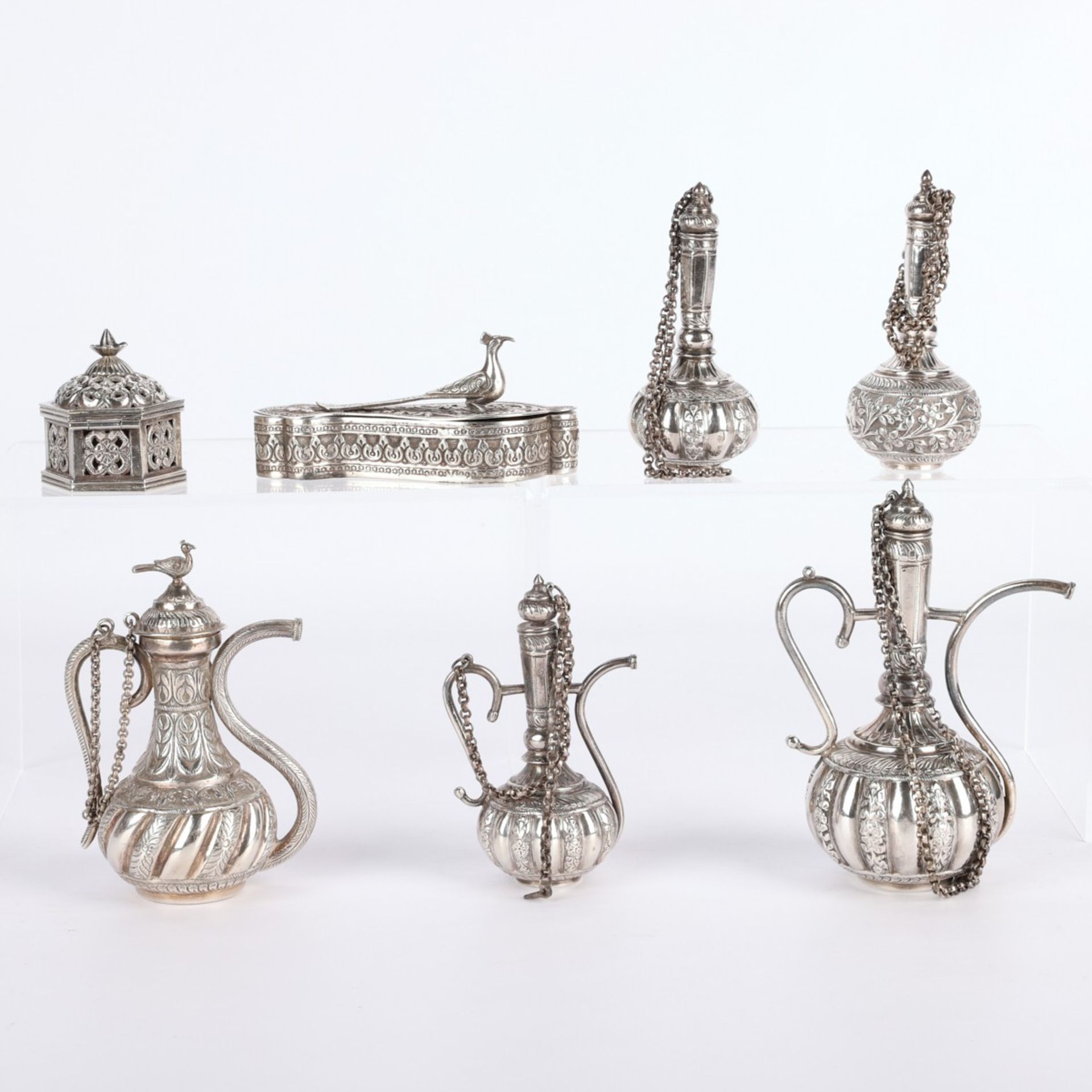 7 Miniature Silver and Sterling Indian Objects - Bild 3 aus 13