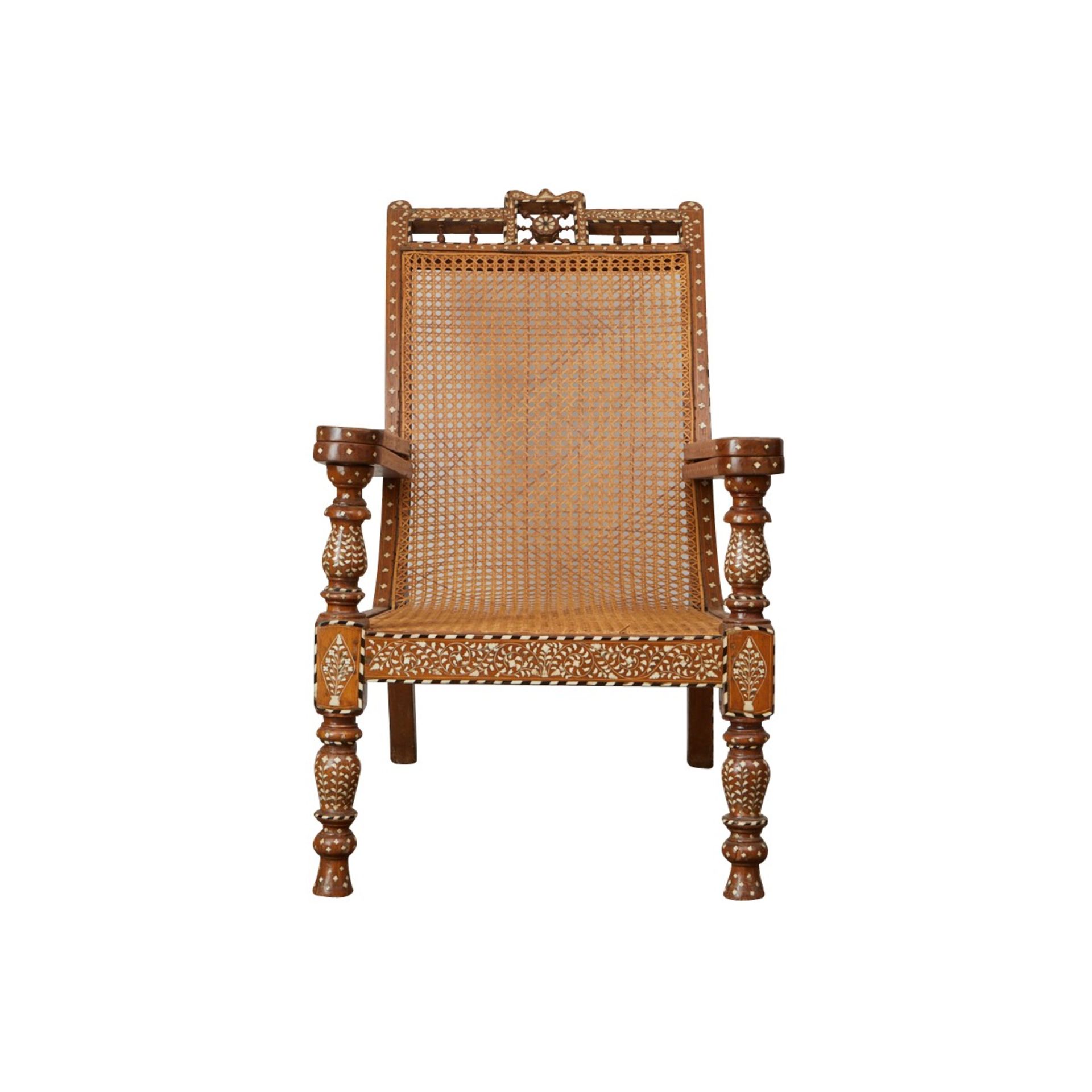 Syrian Inlaid Mother of Pearl Plantation Chair - Bild 8 aus 14