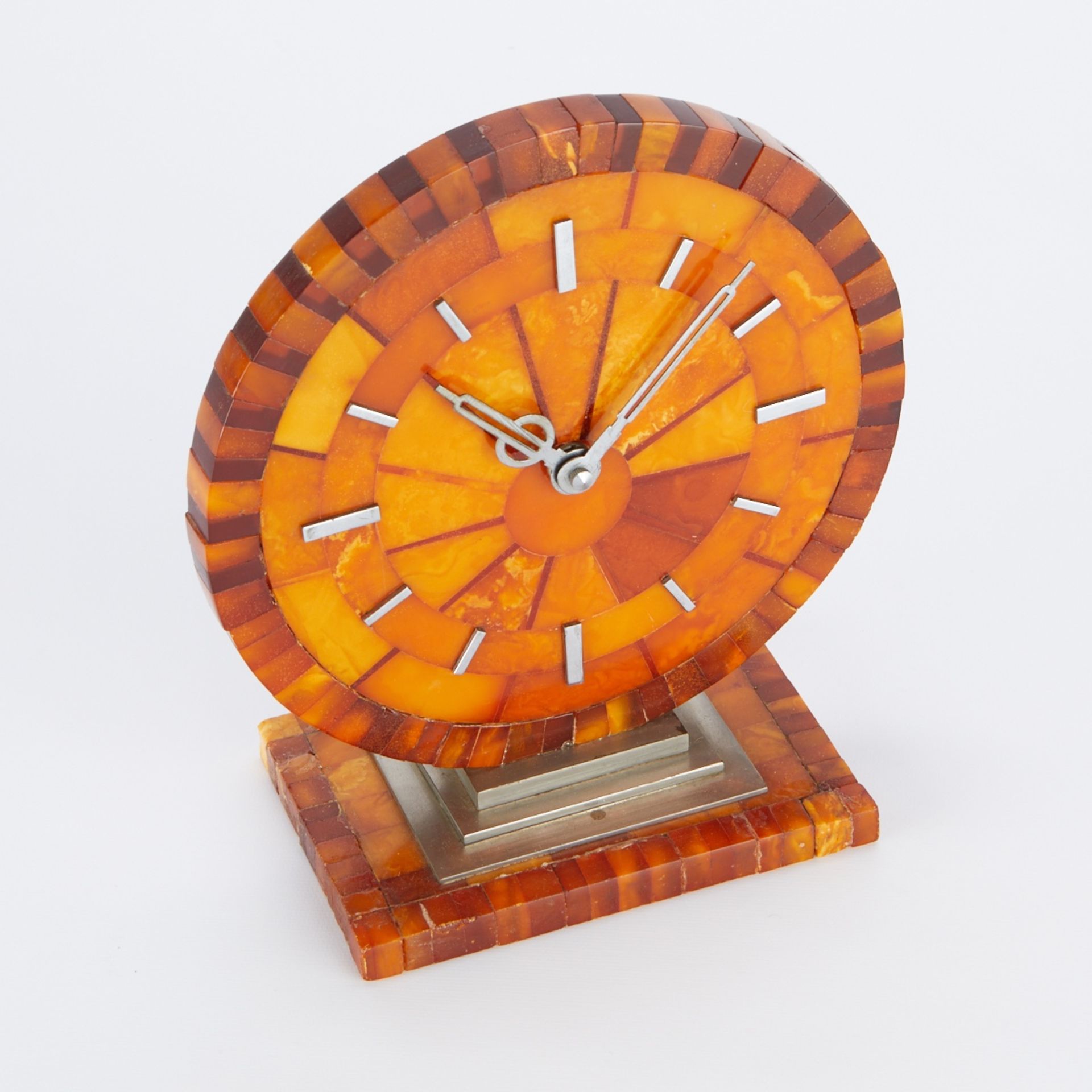 German Art Deco Amber Table Clock - Image 2 of 7