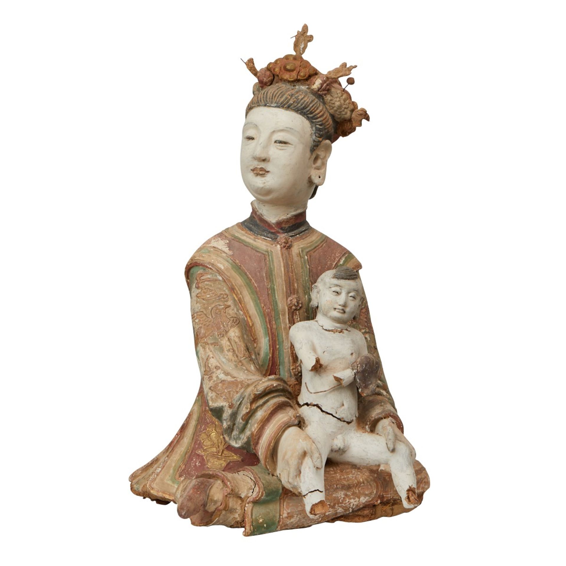 Modern Chinese Gessoed Temple Guanyin - Image 2 of 11