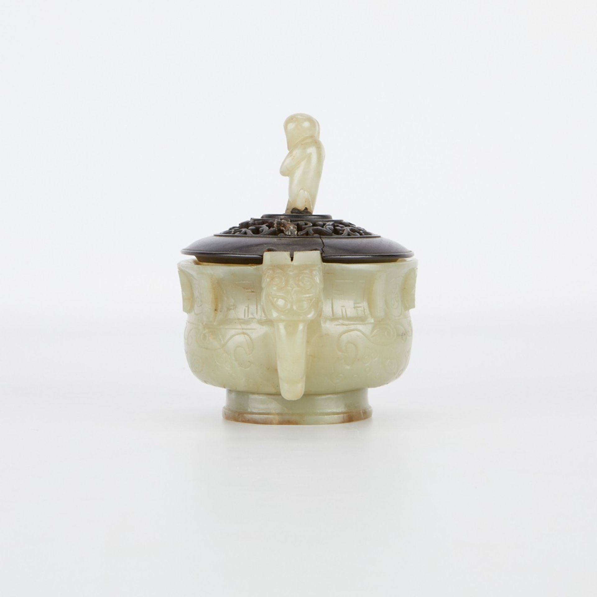 Antique Chinese Jade Censer w/ Wooden Lid - Image 5 of 12