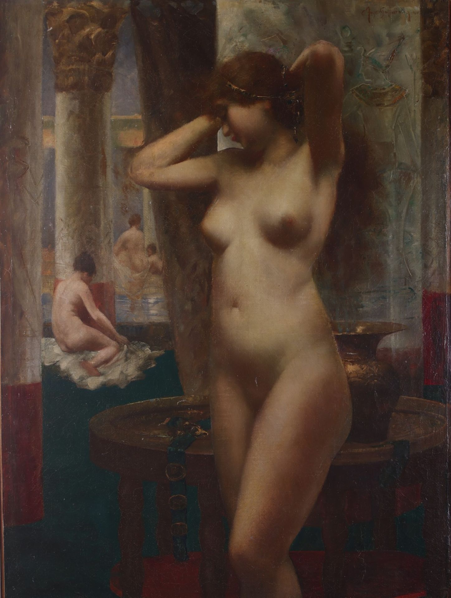Eugene Ansen-Hoffmann Nude in Public Bath Painting - Bild 2 aus 6