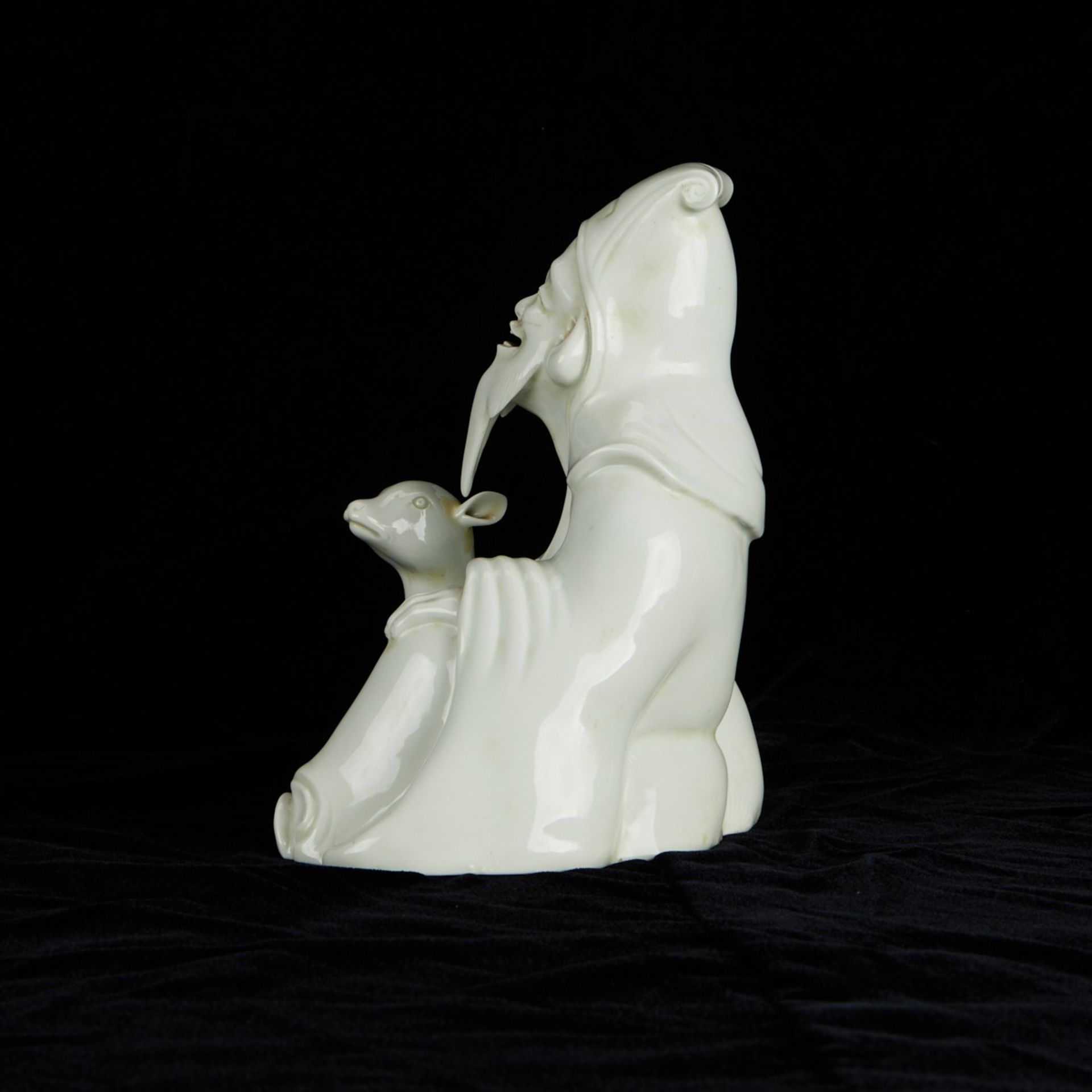 Chinese Blanc de Chine Porcelain Figure w/ Deer - Image 5 of 11