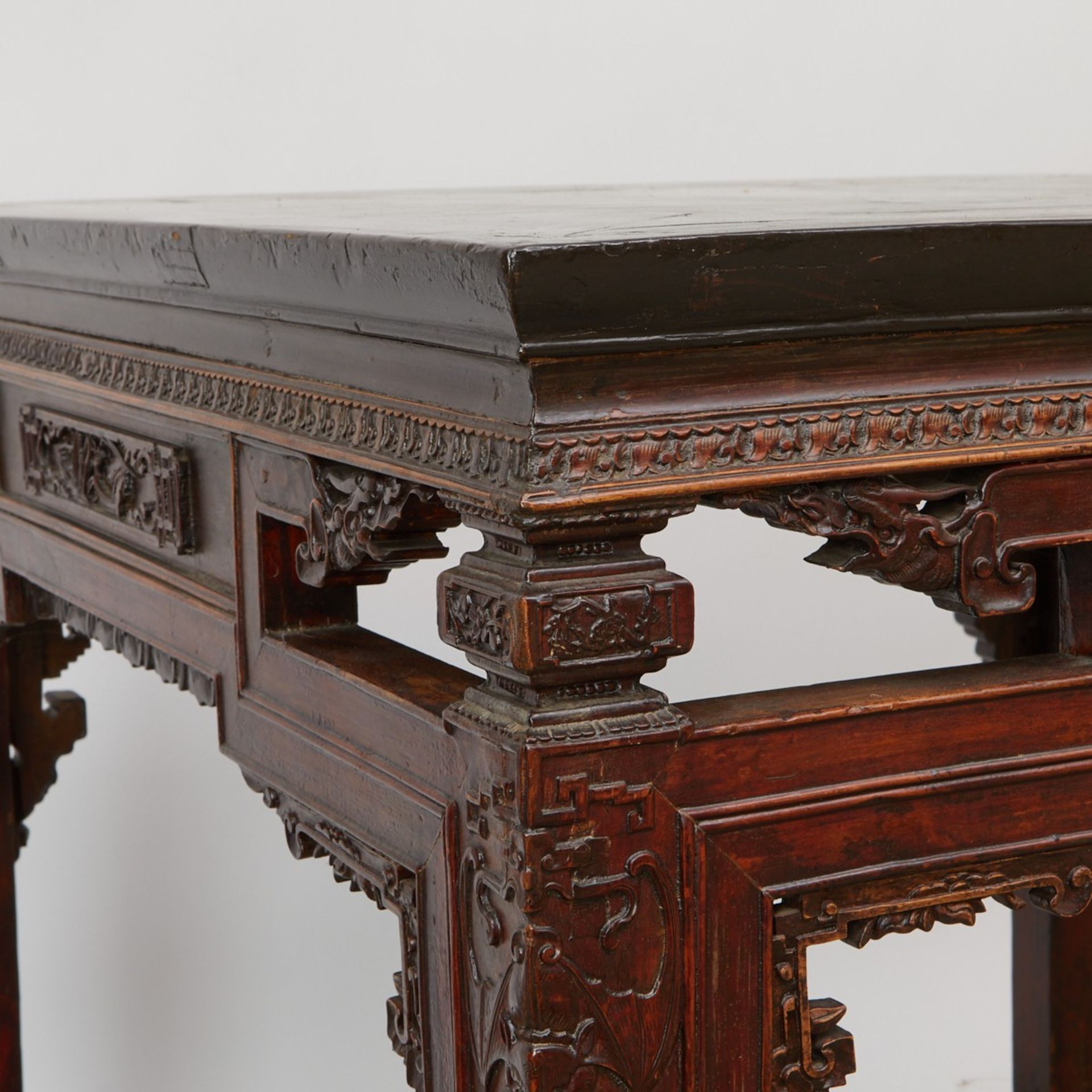 Chinese 19th c. Carved Wood Square Table - Image 11 of 11