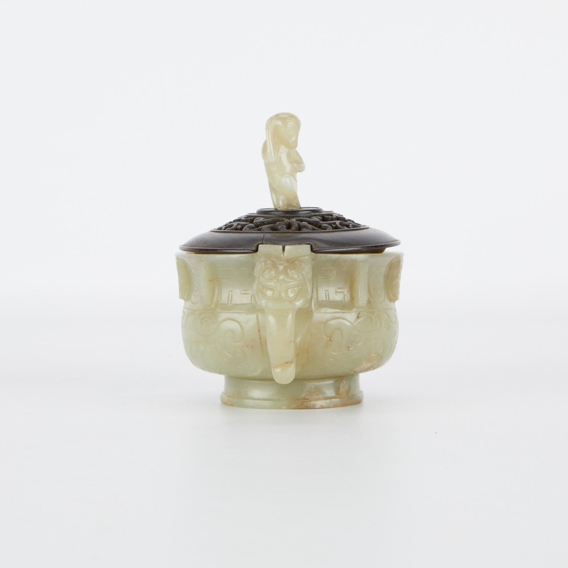 Antique Chinese Jade Censer w/ Wooden Lid - Image 7 of 12