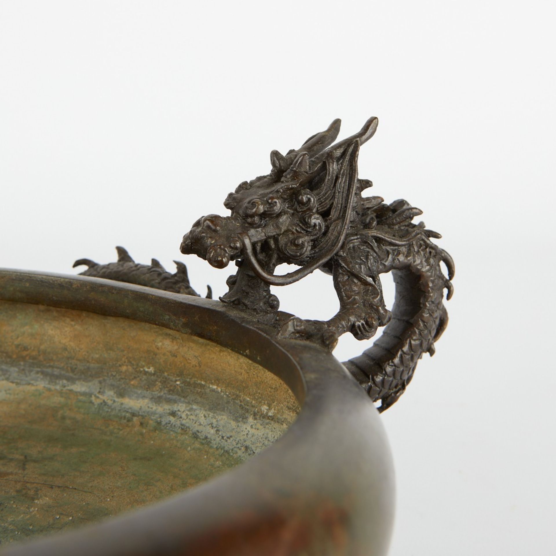 Japanese Meiji Bronze Dragon Censer Kuroda - Image 9 of 9