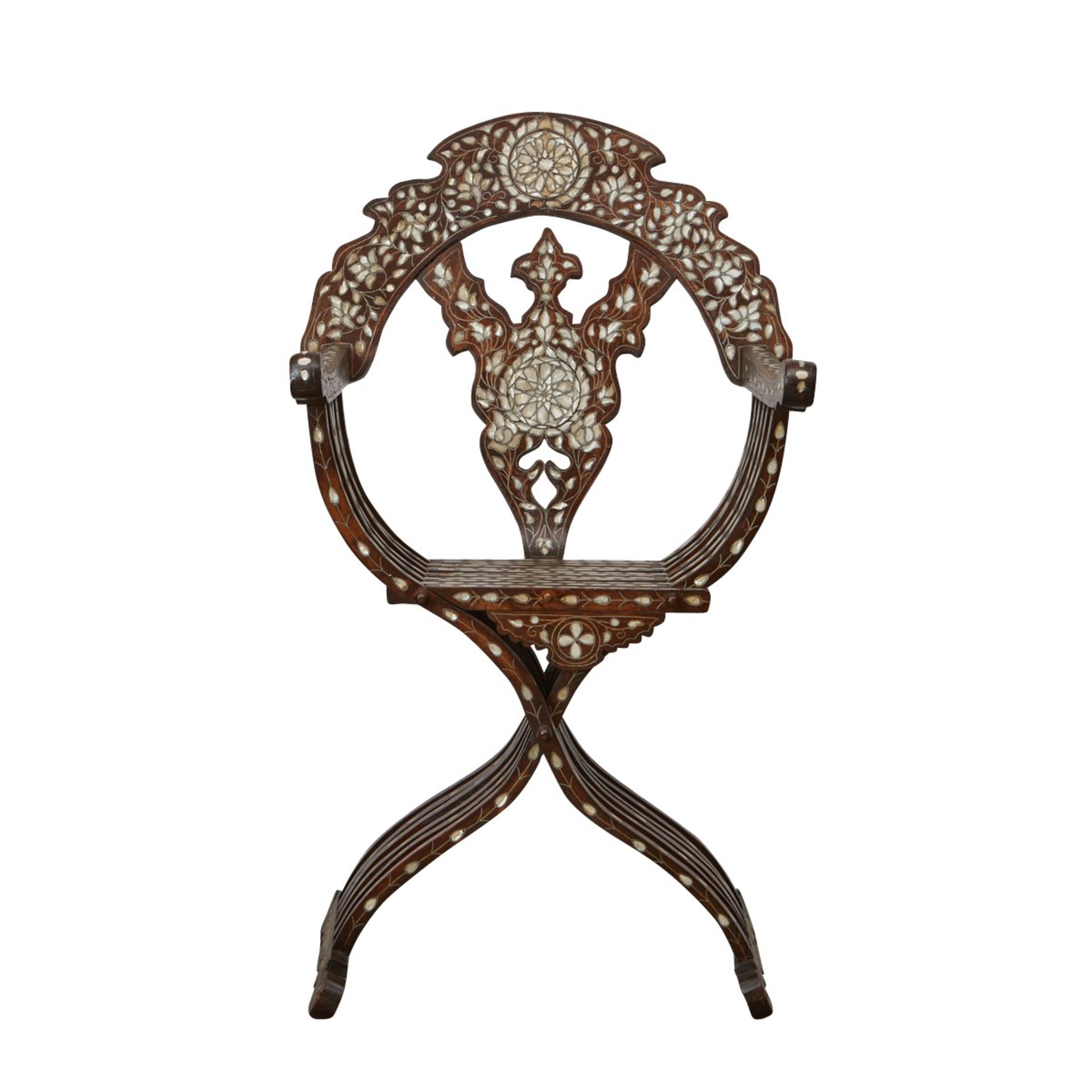 Syrian Inlaid Dagobert Folding Chair - Image 2 of 9