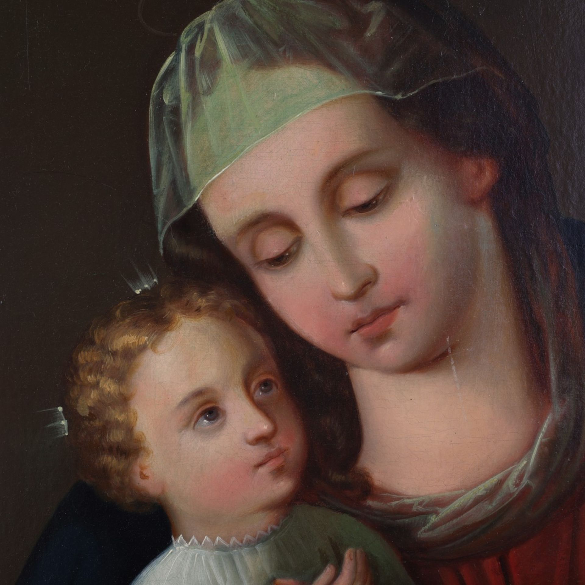 19th c. Madonna and Child Oil on Canvas - Bild 5 aus 6