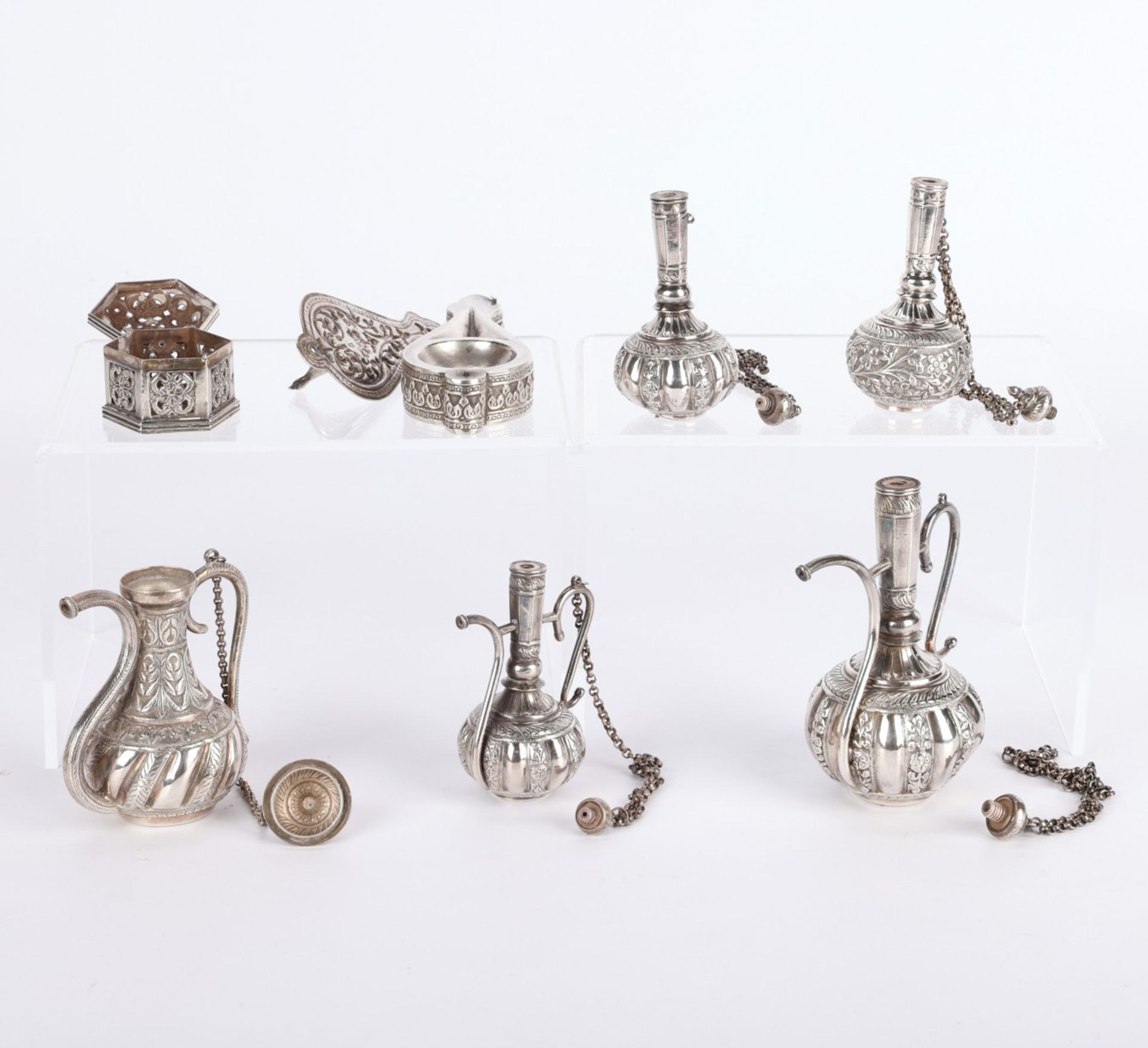 7 Miniature Silver and Sterling Indian Objects - Image 6 of 13