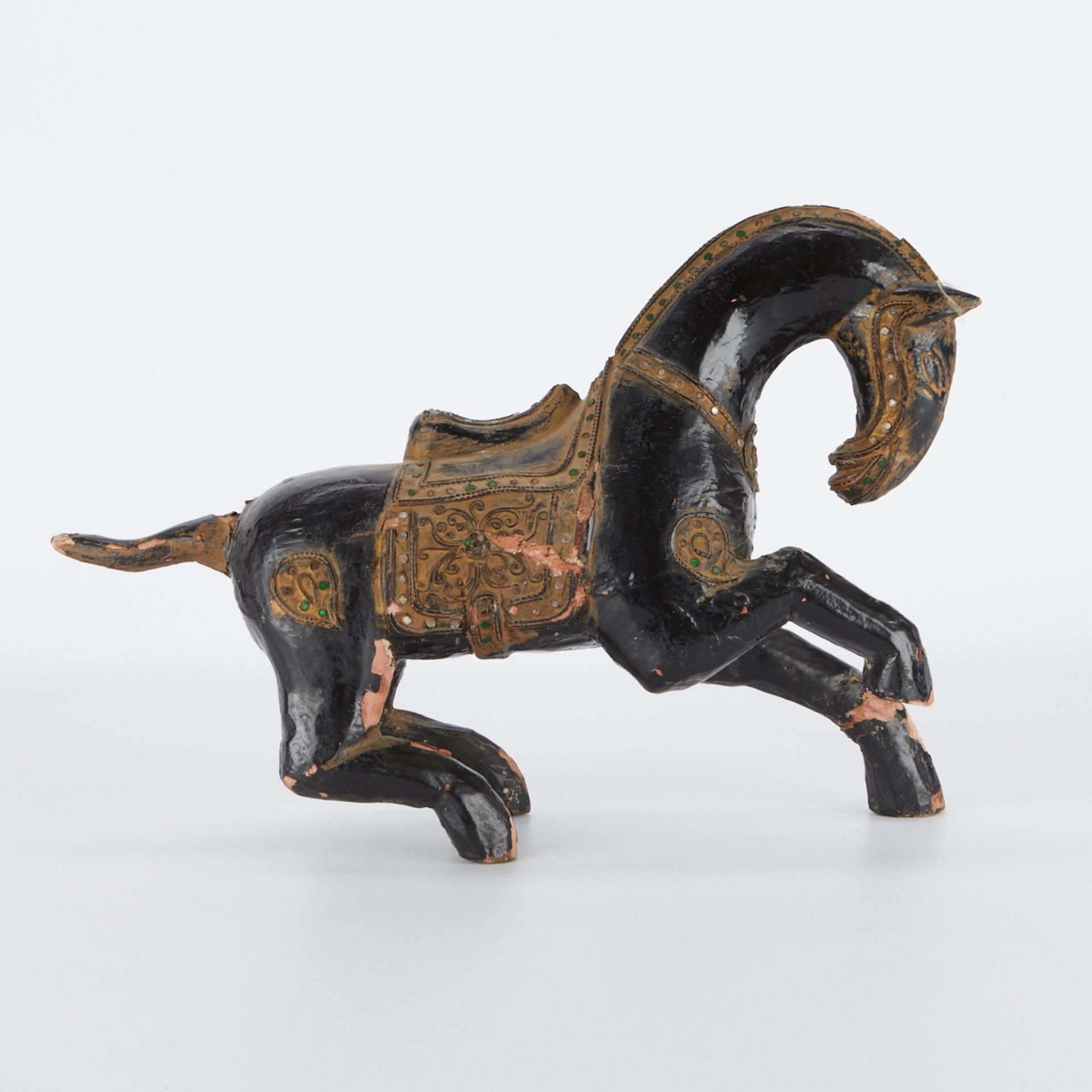 Thai Lacquered and Polychrome Wood Horse - Image 2 of 8