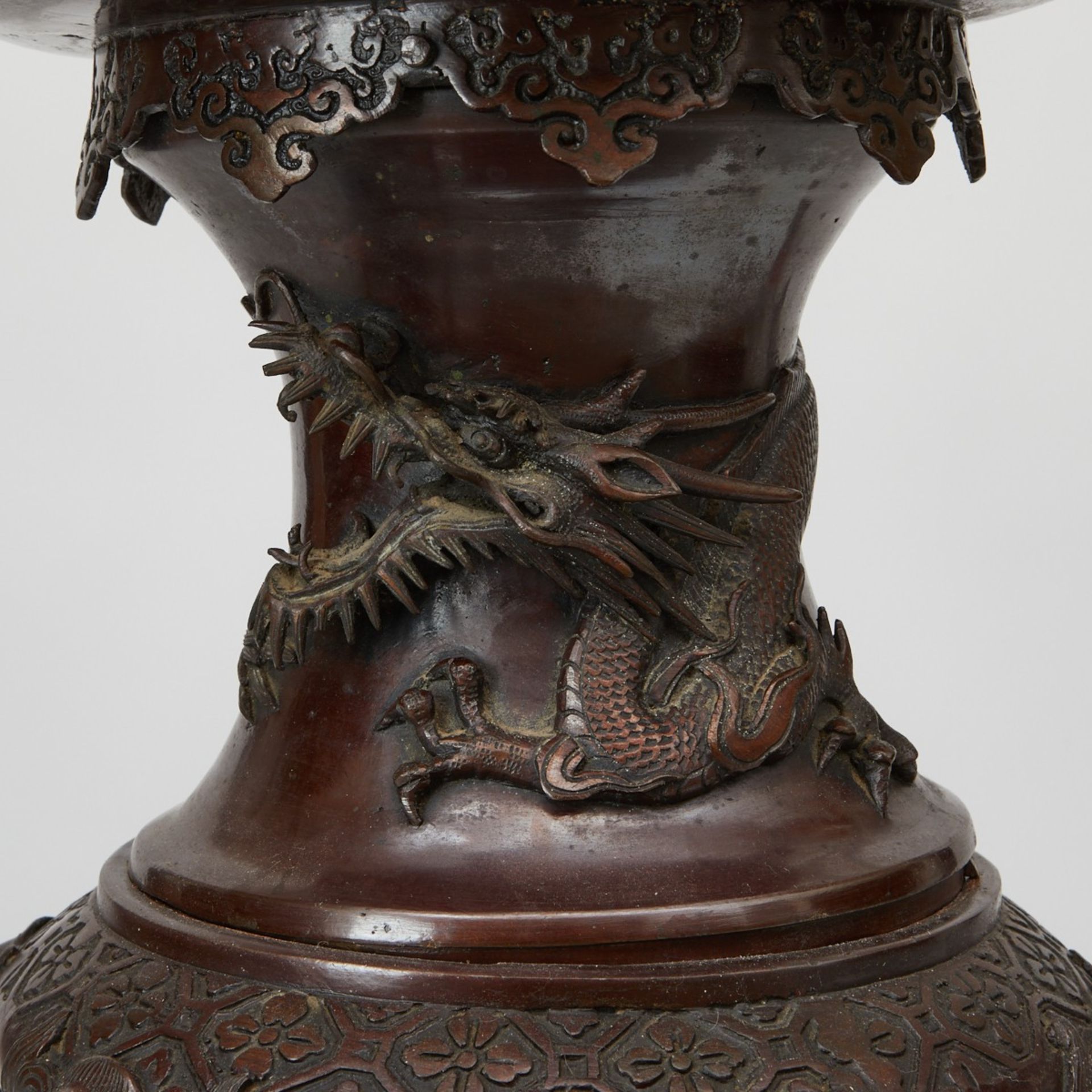 Lrg Japanese Bronze Dragon Censer - Bild 8 aus 10