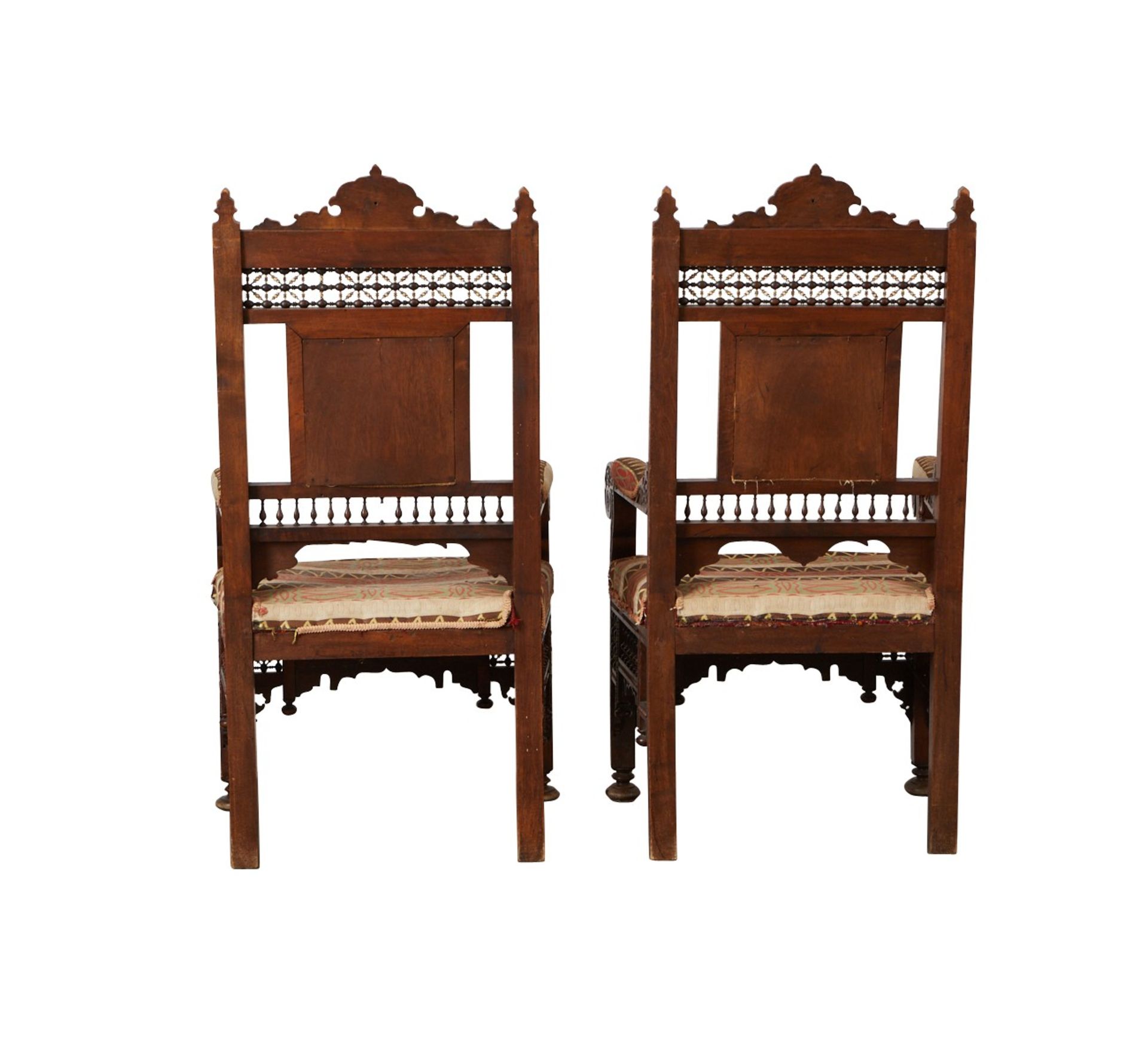 Pair of Syrian Carved Wooden Armchairs - Bild 8 aus 16