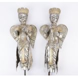 Pair Large Silver Indian Winged Figures