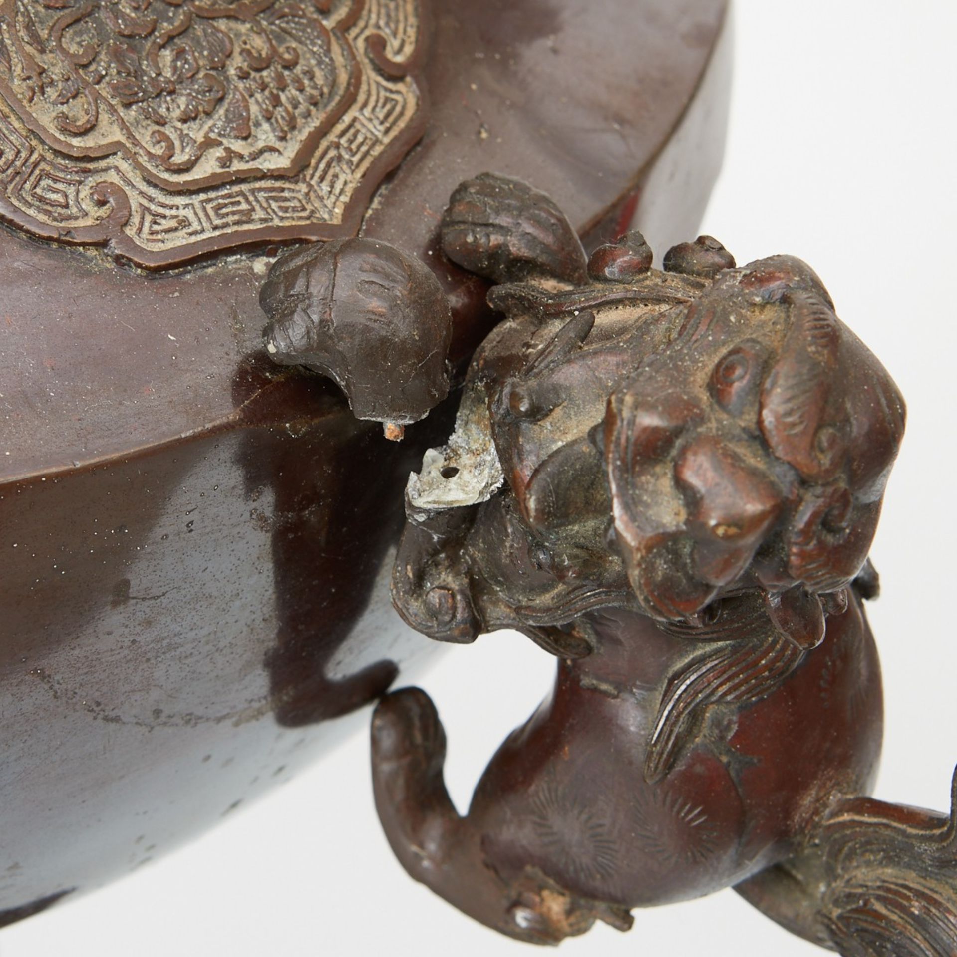Lrg Japanese Bronze Dragon Censer - Bild 9 aus 10